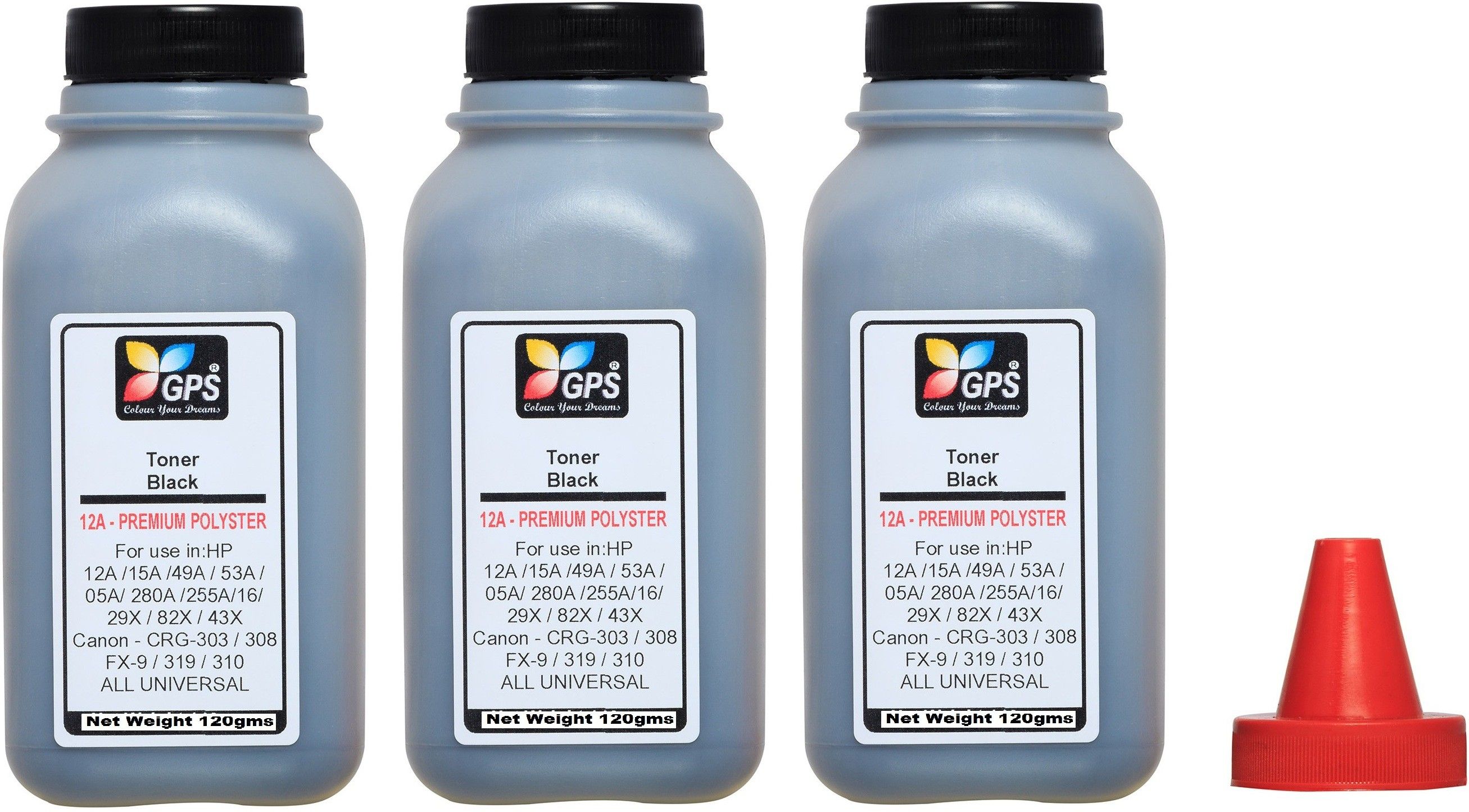 GPS Colour Your Dreams ( 120 Gm) HP 12A, Q2612A Toner Powder Refill for /Canon 303, fx-9 Cartridge 120gm for Laserjet 1010, 1012, 1020, 1020 Plus, 1022, LBP 2900, Bottel Pack Of 3 With Nozzle 120gm It will come in a sturdy bottle Packing Black Ink Toner Powder-picture-16