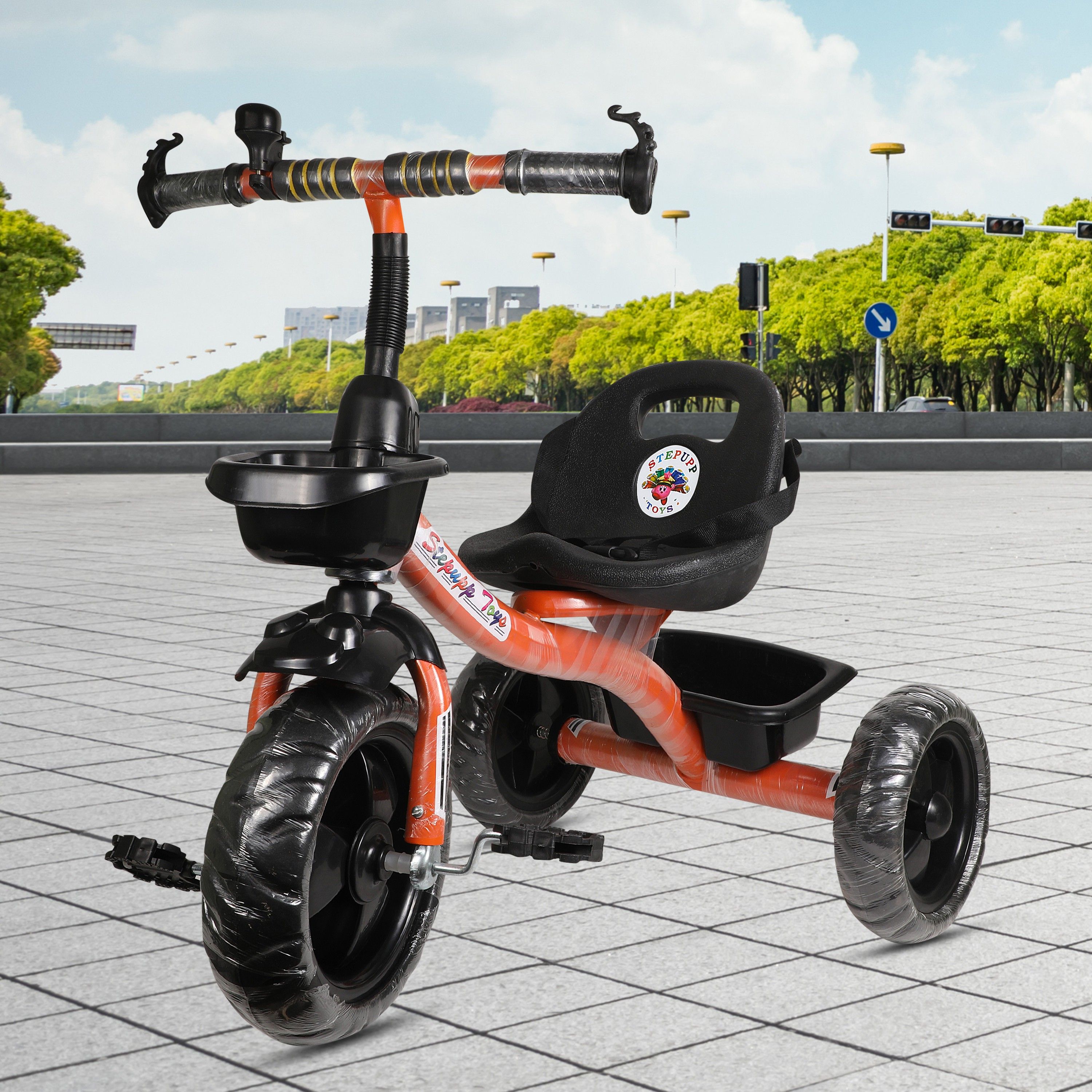 BABY TRICYCLE FOR KIDS WITH FRONT AND BACK BASKET ORANGE COLOUR KIDS TRICYCLE RECOMMENDED TRICYCLE FOR BABY GIRL OR TRICYCLE FOR BABY BOY OR TRICYCLE FOR TODDLER GIRL OR TRICYCLE FOR TODDLER BOY RECOMMENDED FOR TODDLER 1,2,3,4,5 YEAR CHILDREN TRICYCLE FOR KIDS STP G ORANGE BASKET-09 Tricycle-image-30