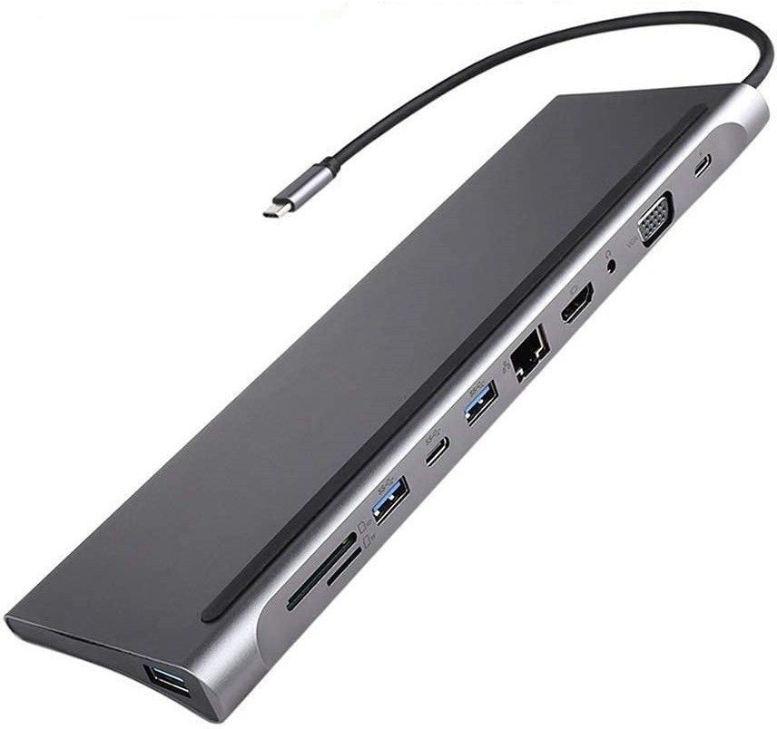 99Gems Dock Station Adapter,11-in-1 Type C Adapter with USB 3.0 Ethernet VGA 4K HDMI Port,SD/TF Card Reader,PD Charging Port and 3.5mm Audio Jack Compatible with ,ChromeBook and More Laptop 11 IN 1 HUB USB Hub-image-22