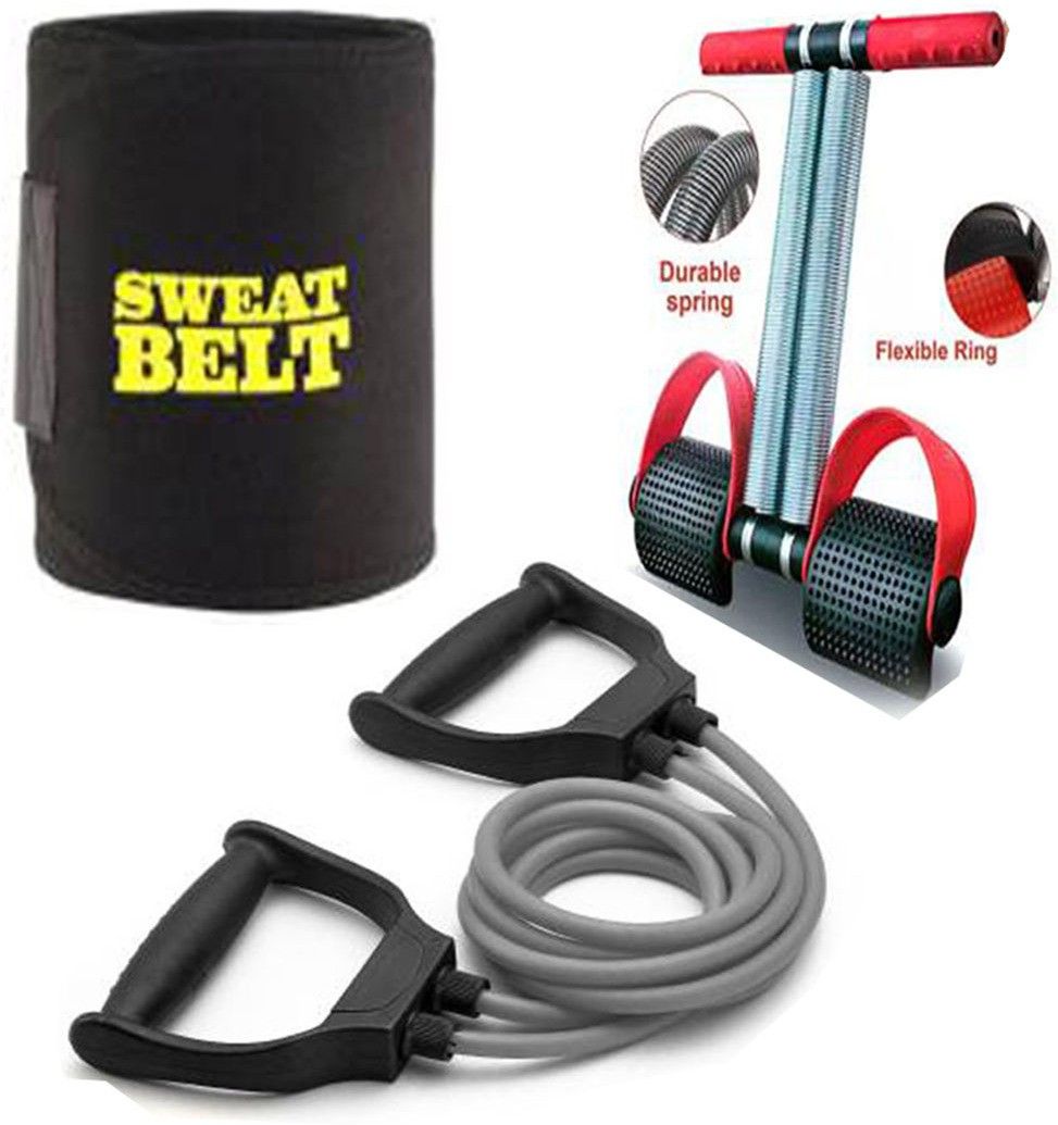 Double Spring Tummy Trimmer+Double Resistance Band, Toning Tube Sweat Belt Ab Exerciser-image-38