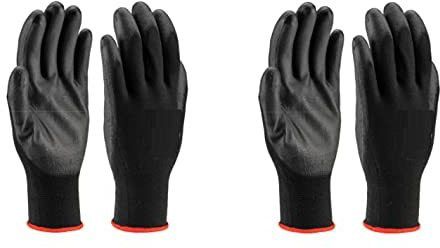 (2 Pair) Multipurpose Cotton Daily Use Safety Hand Gloves Reusable Washable Grip Coating Anti Cut Resistant For Bike Riding Virus Protection Garden Gardening Heavy Duty Industrial Construction Work –Black Nitrile Safety Gloves-image-40