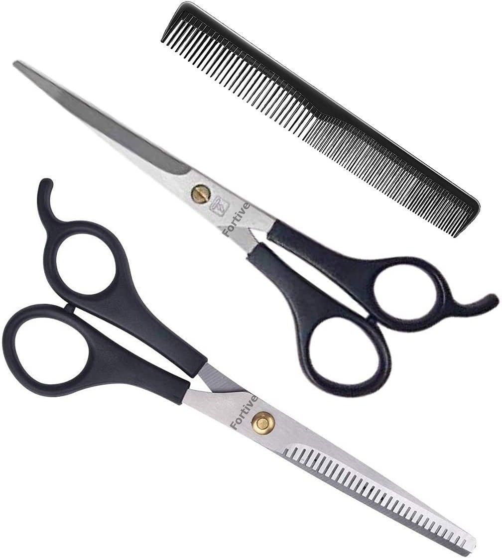 aveu Long Professional Sharp Stainless Steel Hair Cutting Scissor With Double Thinning Scissor & 1 Comb Scissors-picture-21