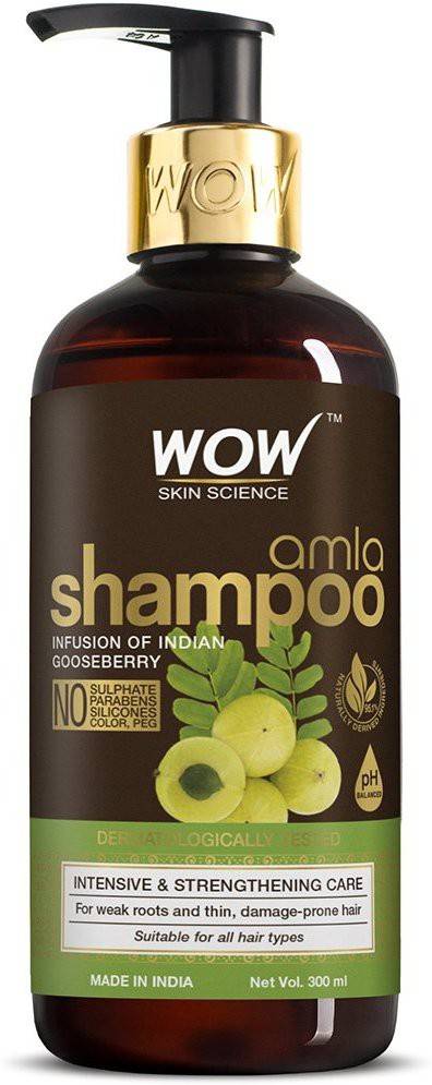Wow Skin Science Amla Shampoo For Weak, Thin and Dam