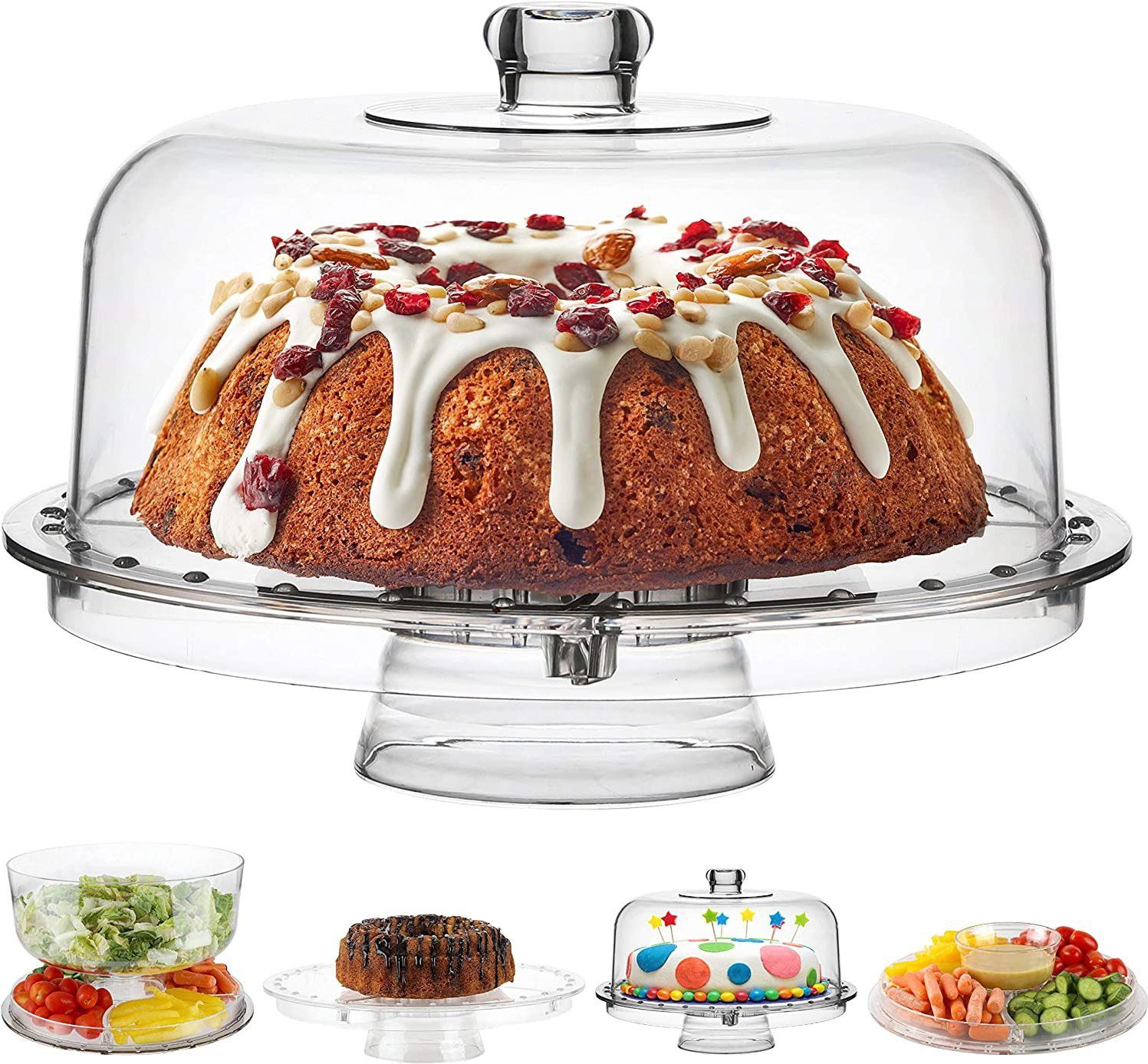jeny Cake Holder Lid Salad Bowl Platter Punch Bowl Dessert Platter Nachos Salsa Plate Acrylic Cake Server-picture-44
