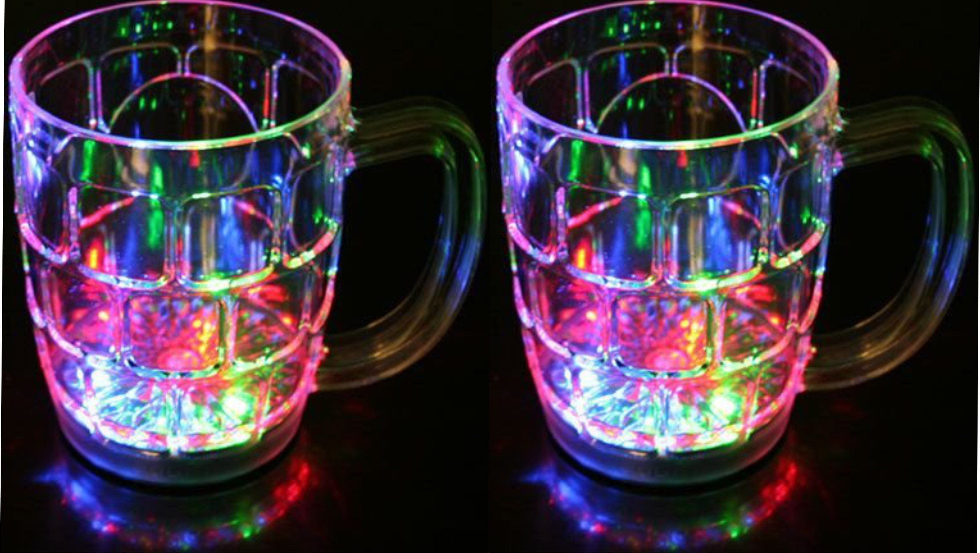 aryshaa LED Flashing 7 Color Changing Liquid Activated For Parties & Gifting Glass (Set of 2Pcs) Glass Beer Mug image 1