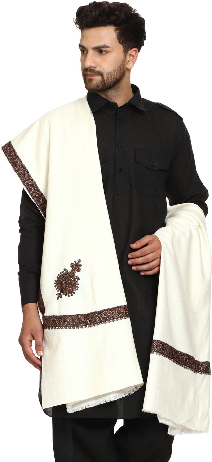 swi stylish Wool Embroidered Men Shawl-picture-20
