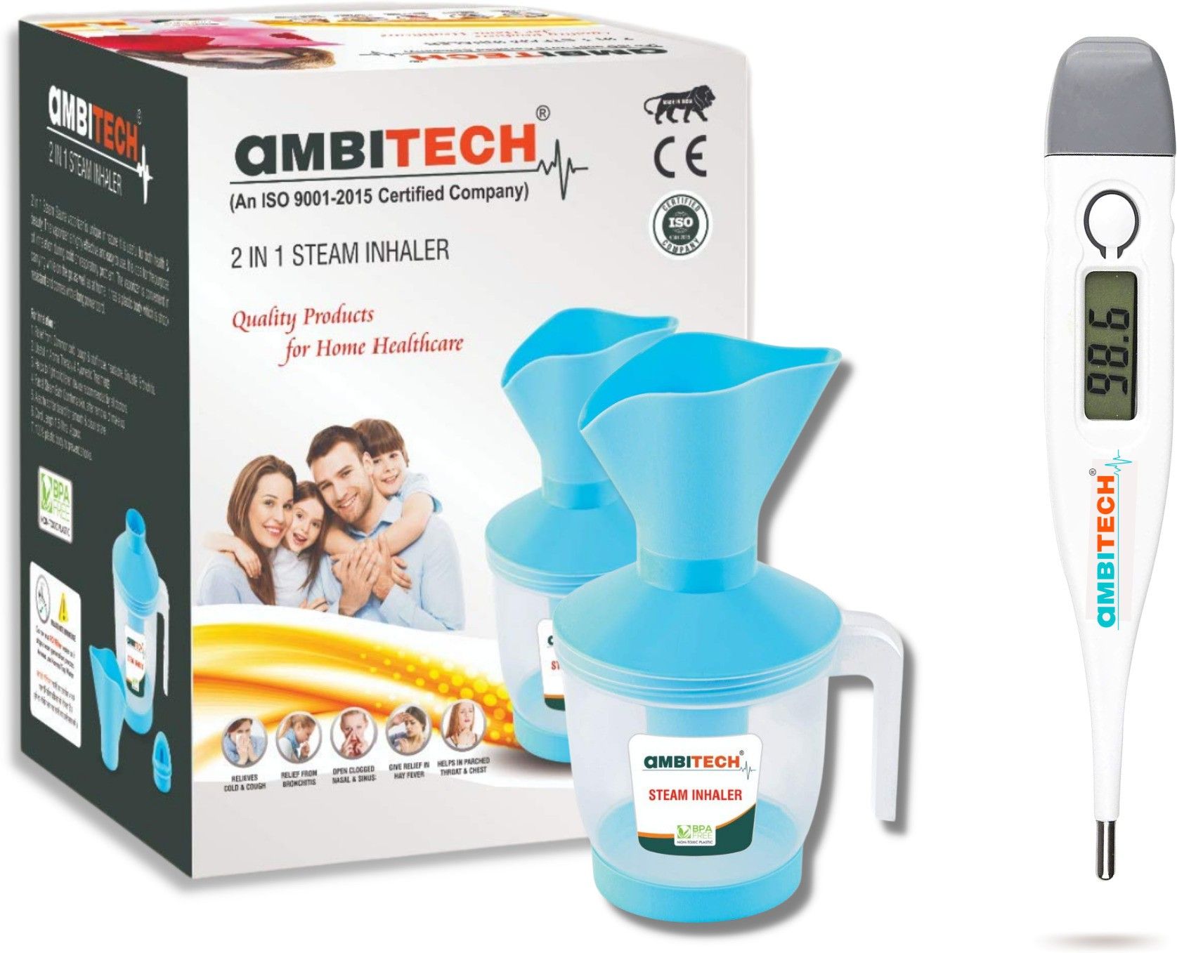 AMBITECH 2 In 1 Steam Vaporizer With PHX-01 Digital Thermometer Healthcare Combo Vaporizer-image-11