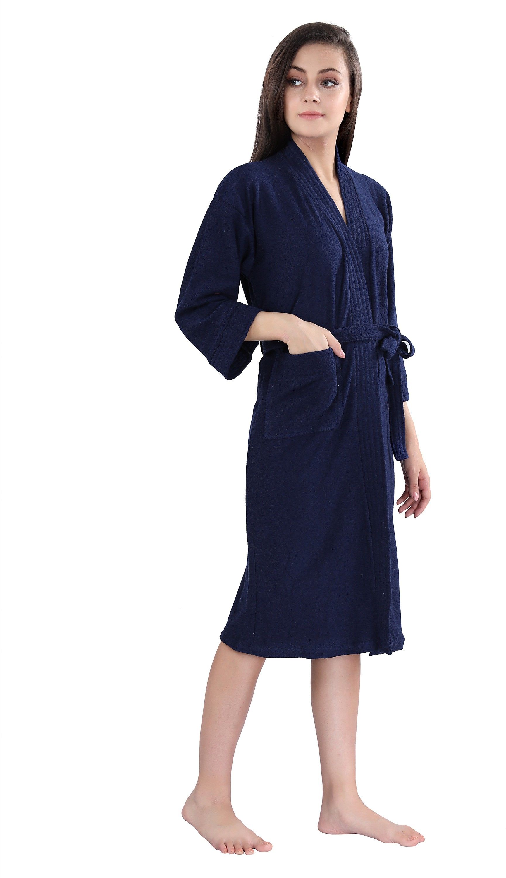 Full Navy Blue Large Bath Robe-image-3