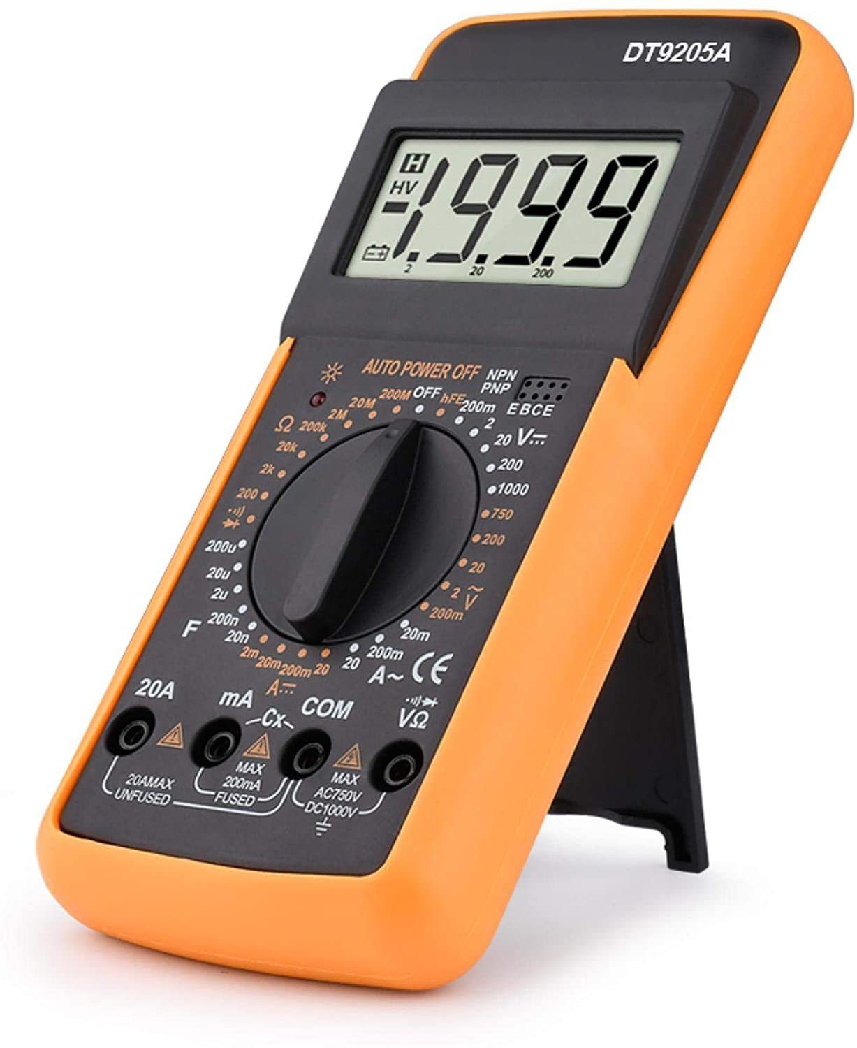 Professional Multimeter AC DC Voltage Current Resistance Capacitance HFE Diode Tester Multimeter Professional With Bazzer (9205) Digital Multimeter-image-20