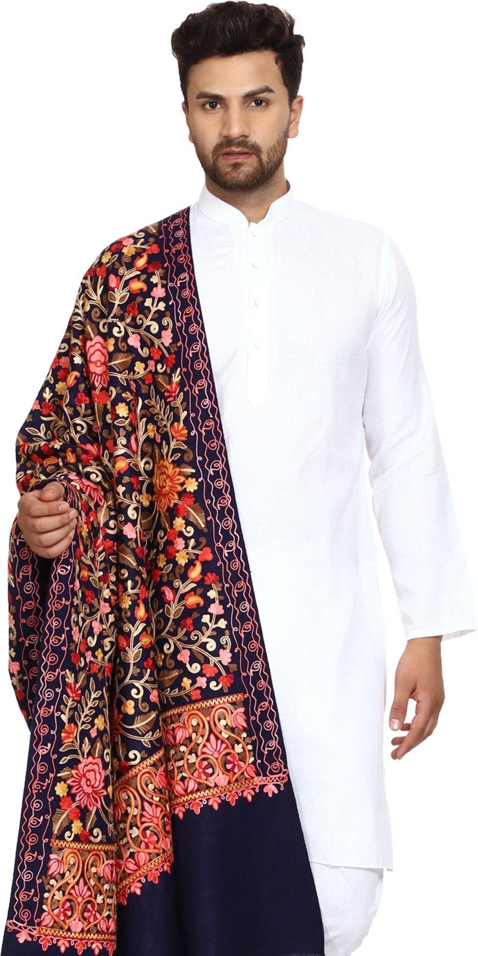 swi stylish Wool Floral Print Men Shawl-picture-10