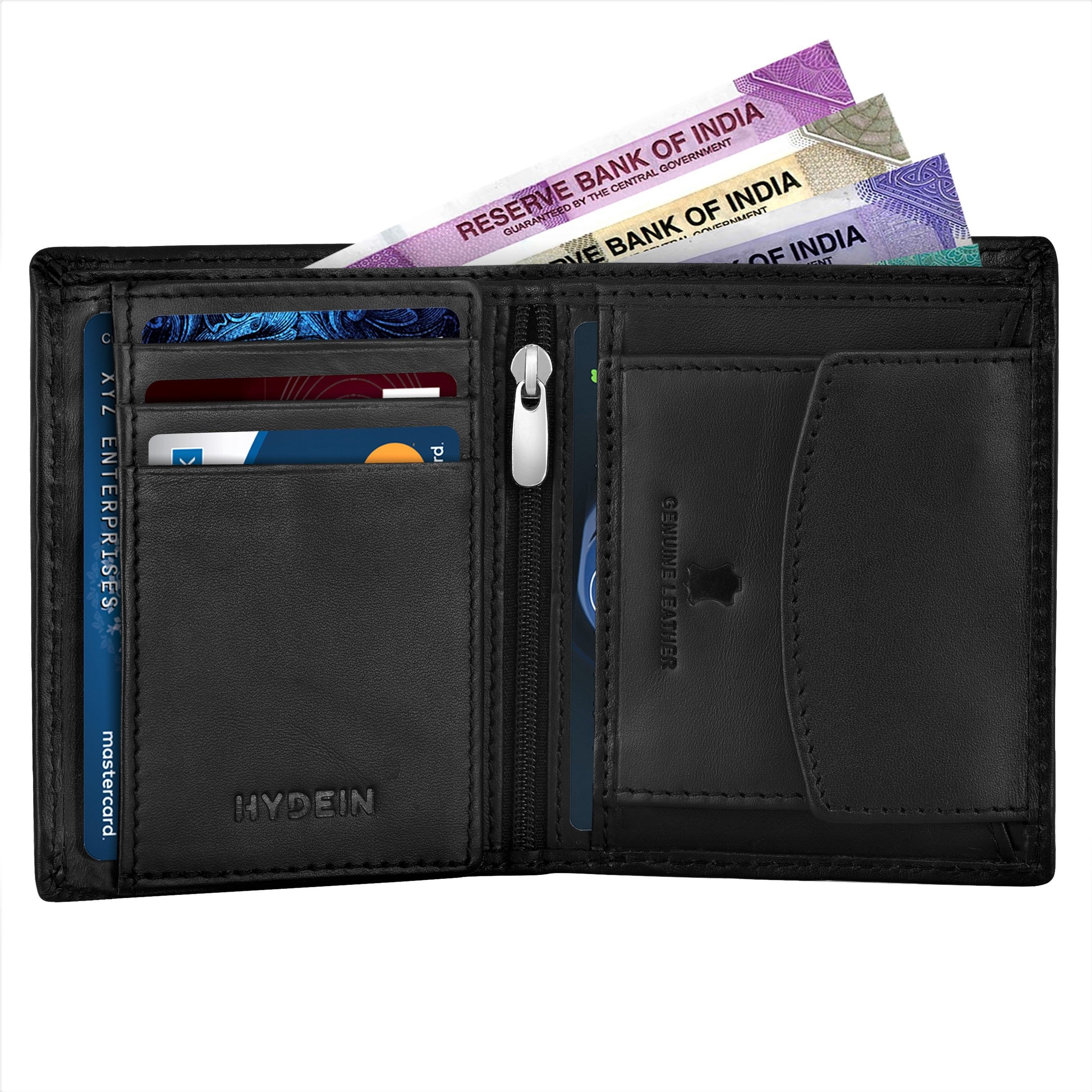 Men Casual, Trendy, Formal Black Genuine Leather RFIDWallet - Regular Size
