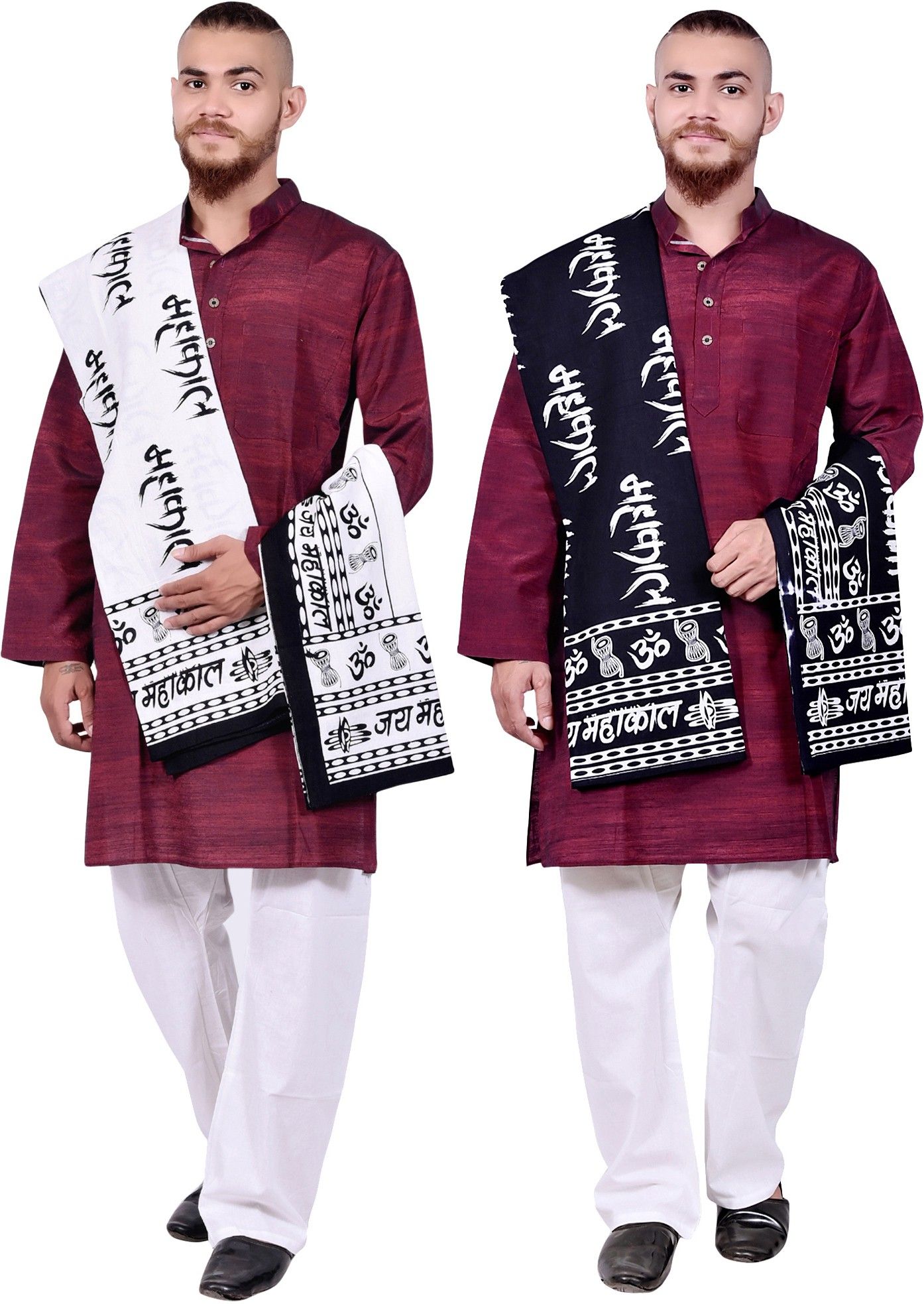 Pure Cotton Printed Black, White Men Dupatta-image-15