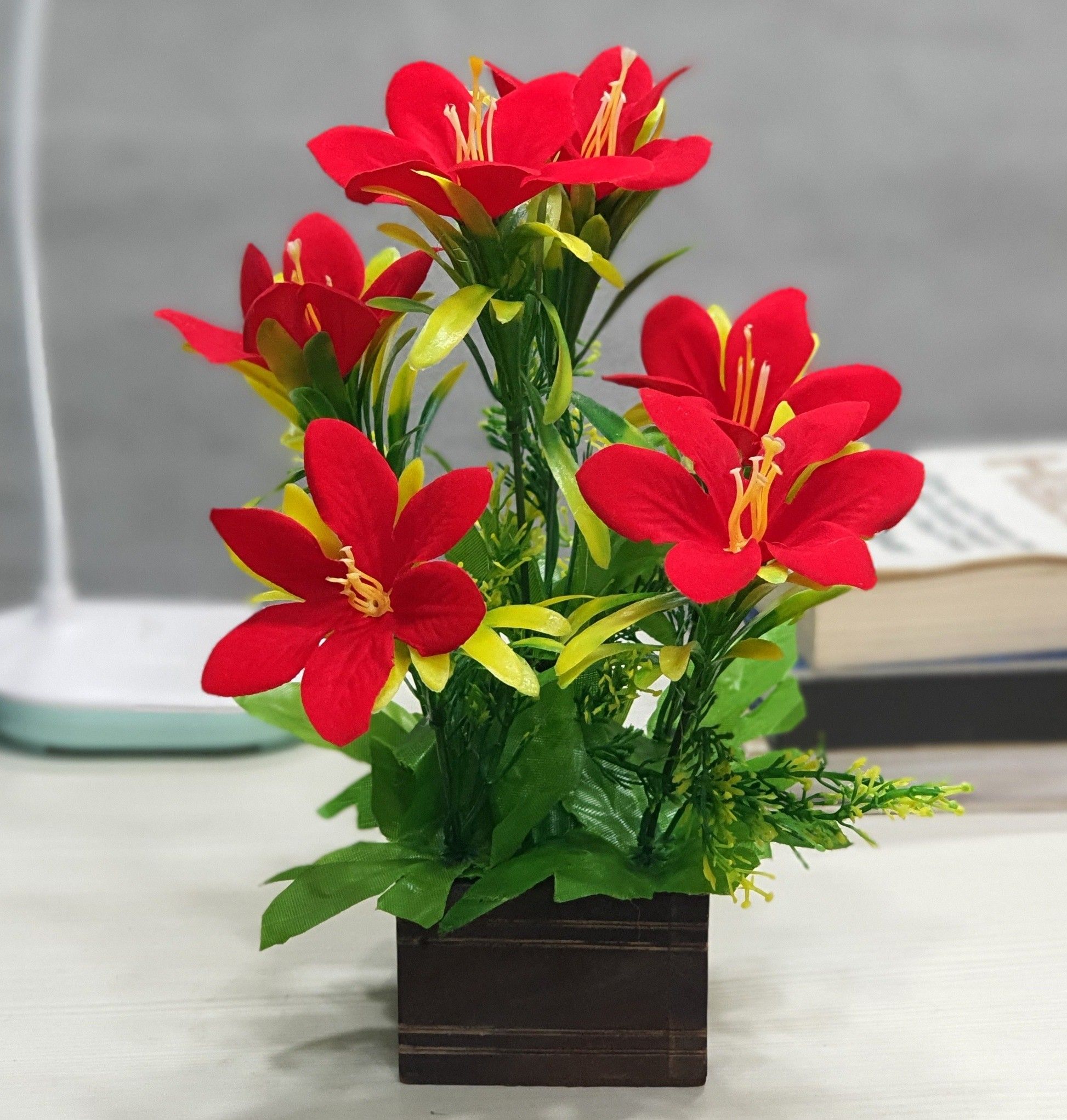 Great For Home Or Office Decoration or birthday Gift, Table Top Bonsai Artificial Plant with wooden Pot Bonsai Wild Artificial Plant with Pot-image-24