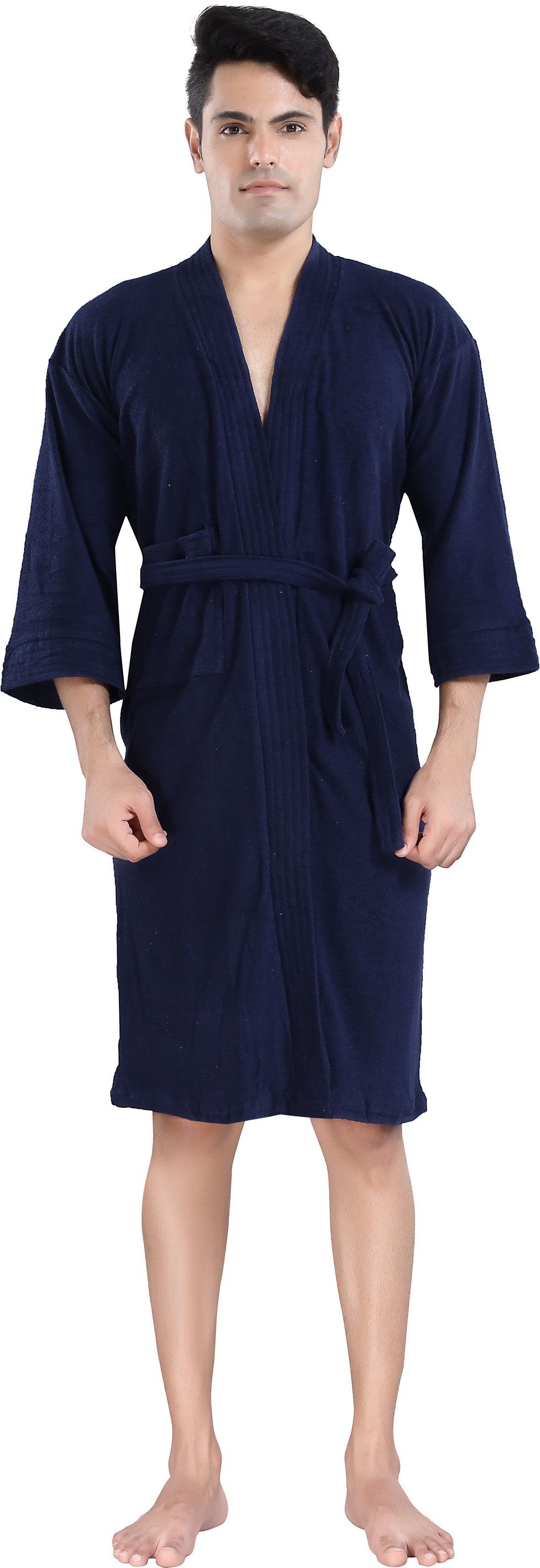 Plain Navy Blue Large Bath Robe