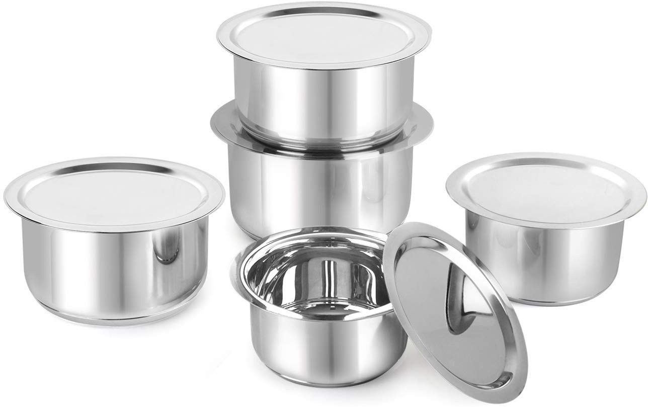 CA_2Casserole Cook And Serve Kadhai Works Tope Patila Tapila Container Handi |Bowl Cookware Sets Pot Pan Cook |Pot Rice Biryani Serving Dining Table Pack of 10 Cook and Serve Casserole Set-image-47