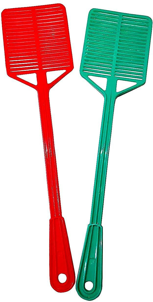turtulsgroup Plastic Square Shaped Pest Control Fly Swatter Multicolour Pack of 2 Insect Net image 1