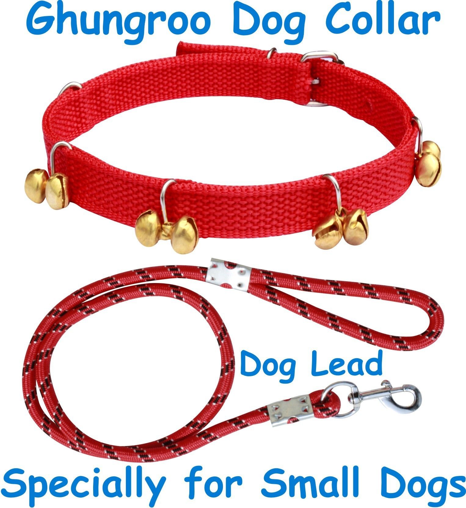 body building Dog Belt Combo of Red Ghungroo Collar with Red Leash Specially for Small Breed Dog Collar & Leash-picture-1