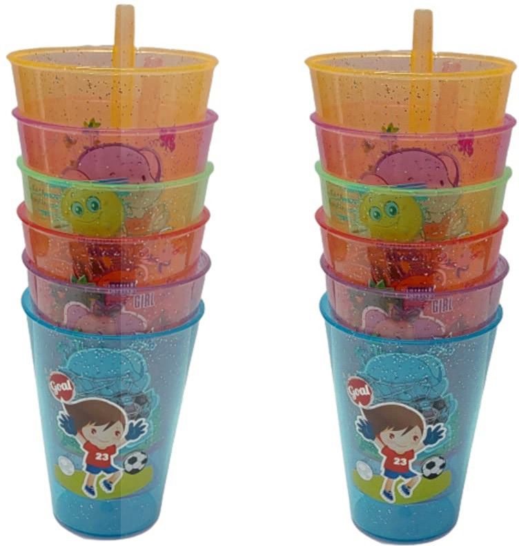 faas Trick Acrylic Sipper Glass for Kids for Water and Milk Travel Use Accessories (Pack of 12)-picture-29