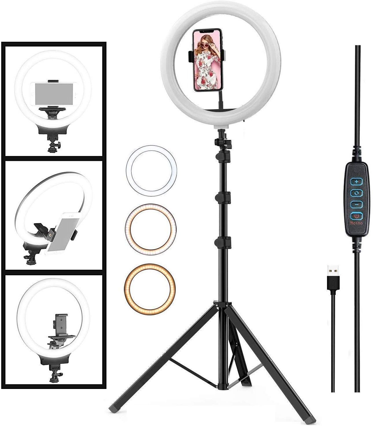 Treadmill Professional 10" inch LED Ringlight with 7 Feet Long Tripod Stand (210cm) Combo for Tiktok ,MX Taka Tak ,Instagram Reels YouTube ,vlogging Vigo Video Shooting and Recording,online class,with Mobile Phone Camera Clip Setup Fits all smartphones Tripod, Tripod Bracket, Tripod Kit