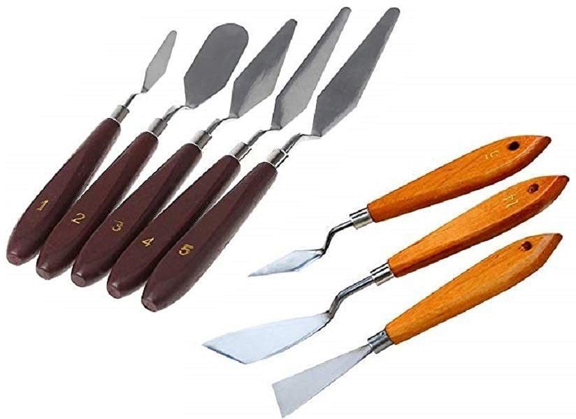 Combi Steel Painting Knife Set 8 Paint Wells Palettes