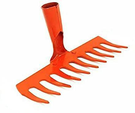 globalshop Garden Rake 10 Teeth Hand Cultivator Rake Grass Leaf Rake Without Handle (Red) Garden rake image 1