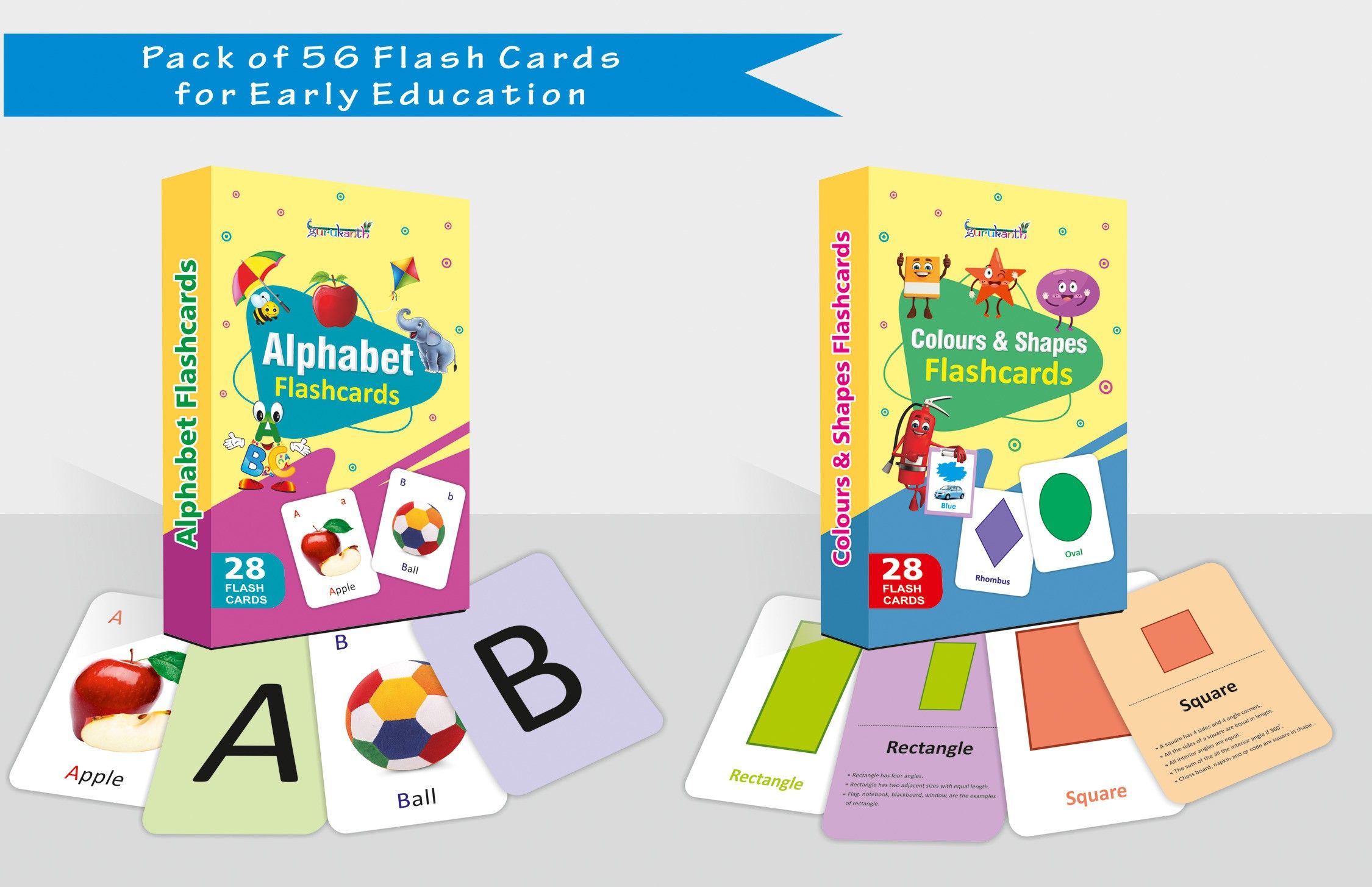 Alphabets Flash cards,Color and Shape Flash cards (Combo Pack) Easy & Fun way of Learning-1yr-6yr Kids (Set of 2)-image-47