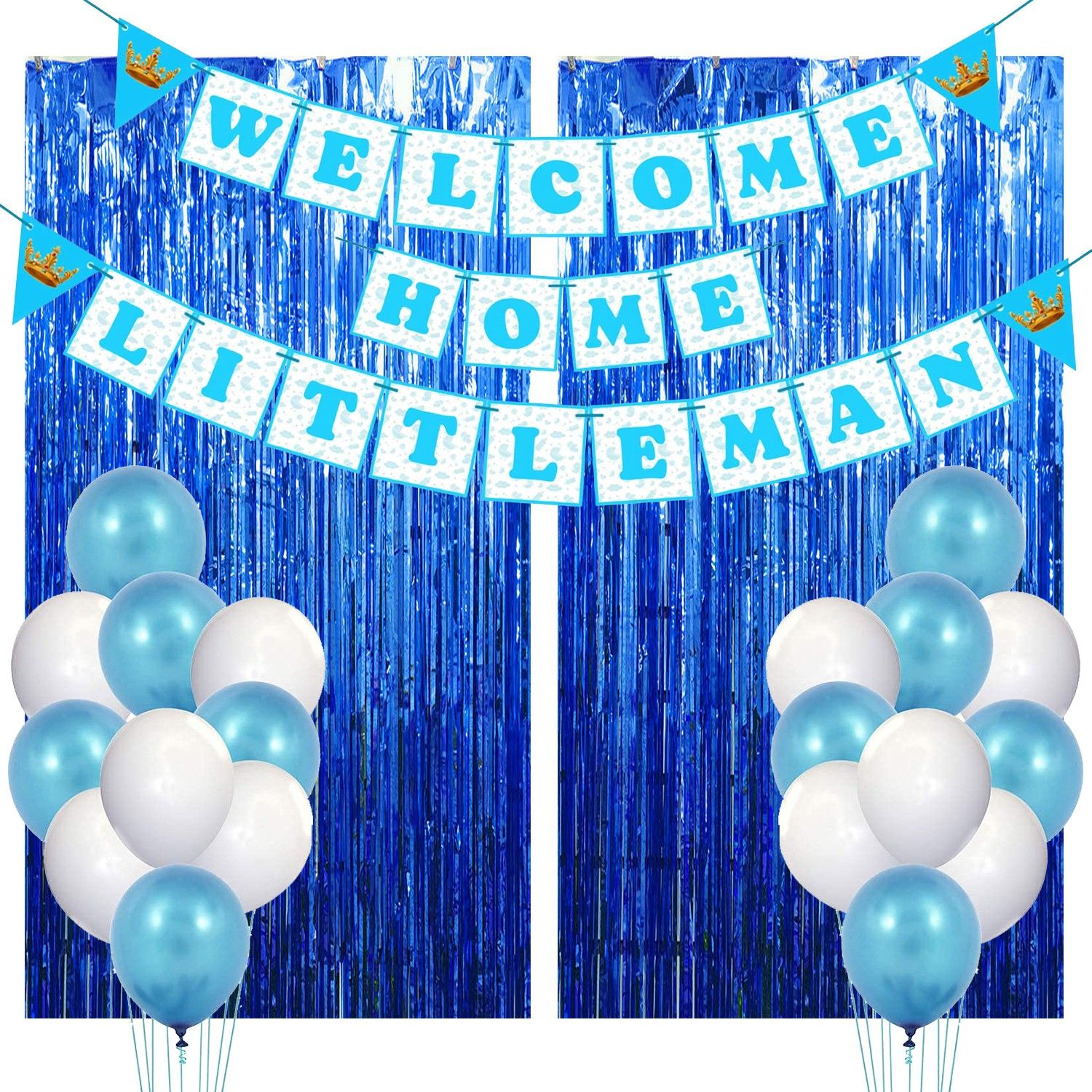 Baby Boy Welcome Home Decoration Kit Banner with Balloons for Baby Shower / Welcome Party / Birthday Party Supplies(Pack of 28) (Blue)-image-35