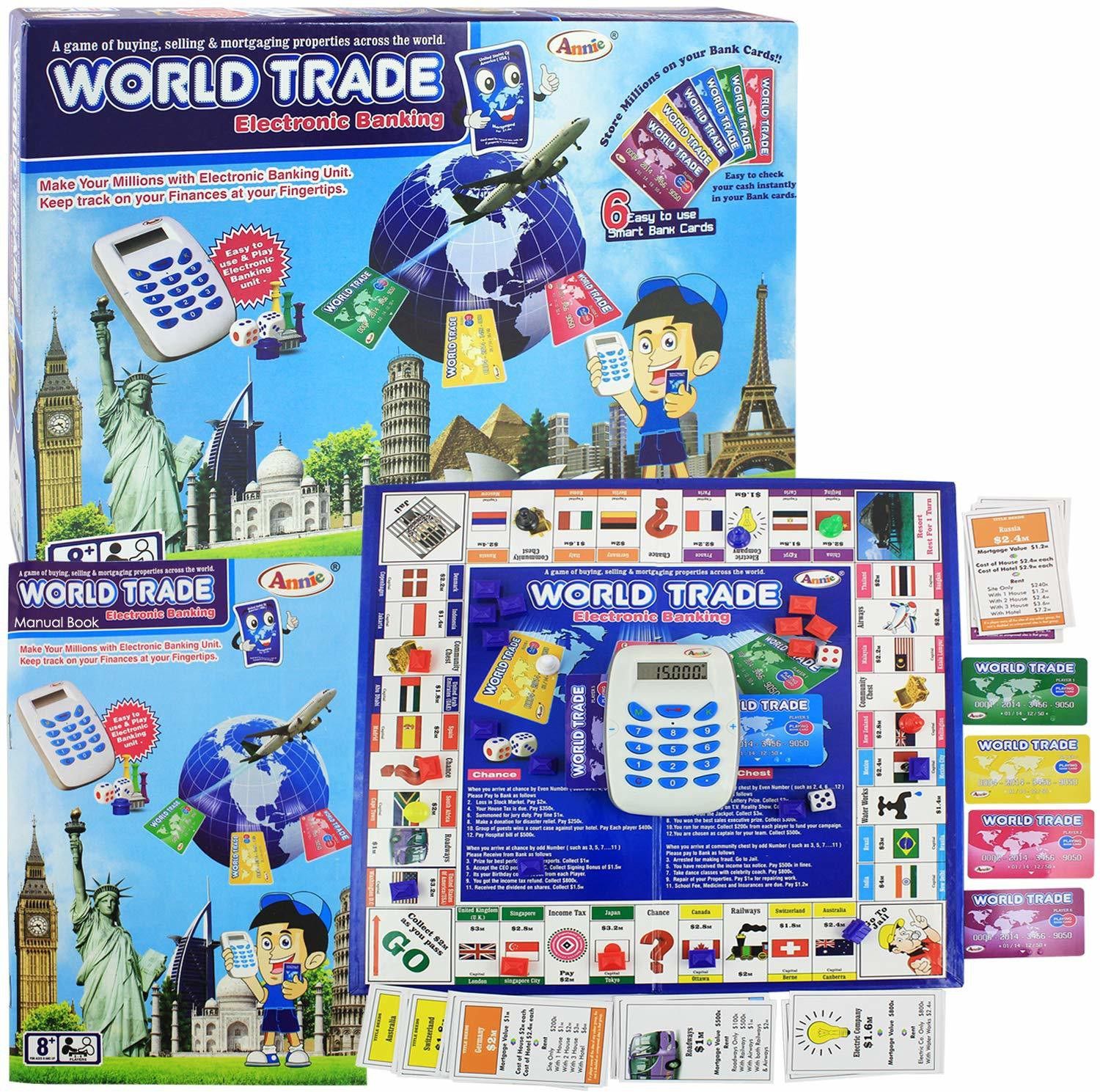 sarasi World Trade Game With Electronic Banking For Kids & Adults, Swipe Machine, Cashless Business Property Trading Game, Buying Selling Mortgaging, (Pack Of: 1) [Multicolor] Money & Assets Board Game-picture-13