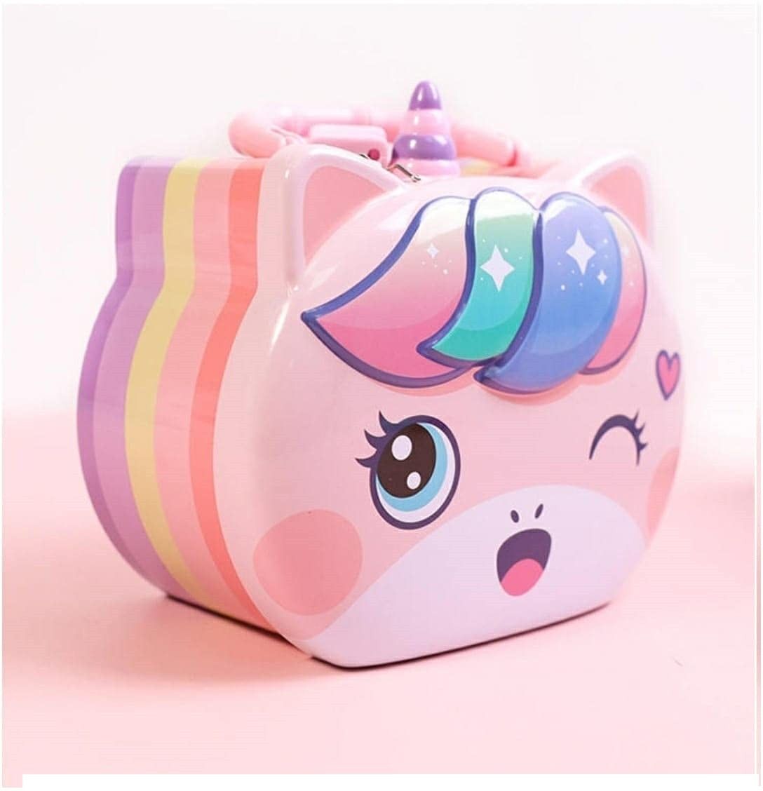 Cute Cartoon Unicorn Printed Metal Coin Bank Piggy Bank for Kids with Lock and Key Coin Bank Coin Bank-image-38