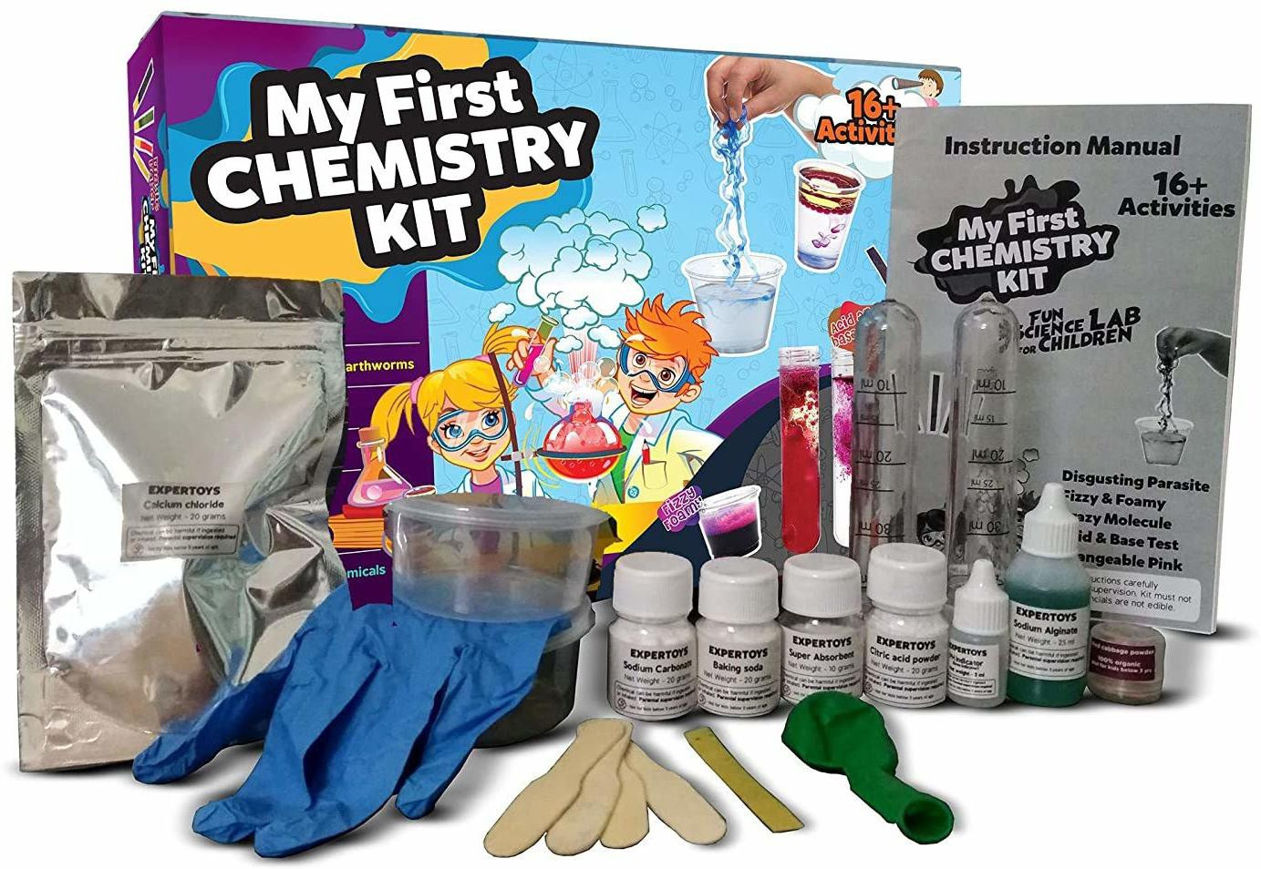 sr toys 16+ Activity Chemistry kit for Kids. Setup Your own Chemistry lab and Perform Fun Experiments with Test Tubes. for Kids Above 8 Years | Made in India- Multi Color image 1