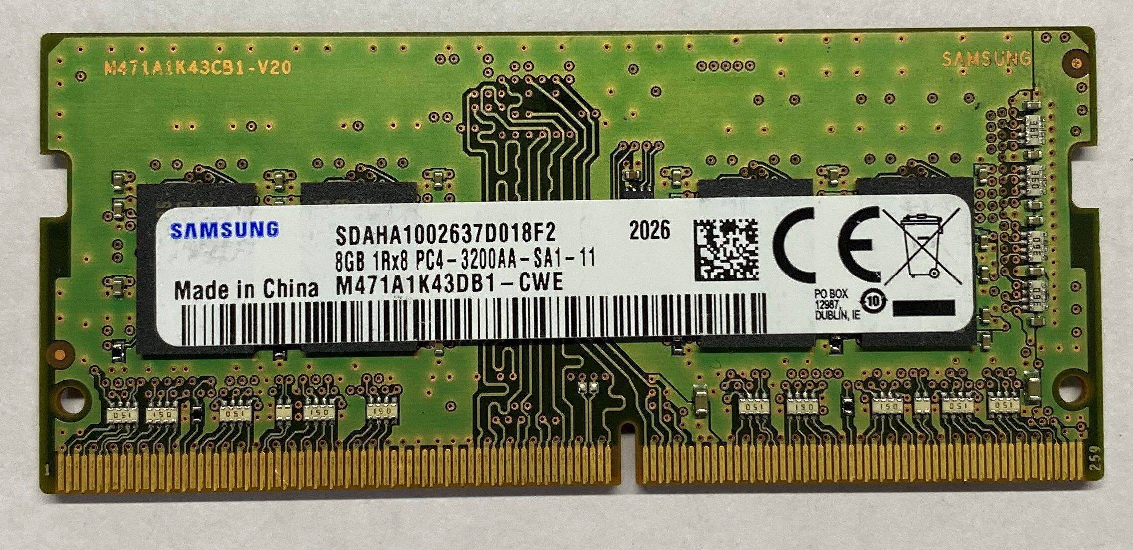 SAMSUNG PC4 DDR4 8 GB (Single Channel) Laptop (M471A1K43DB1 - CWE) image 1