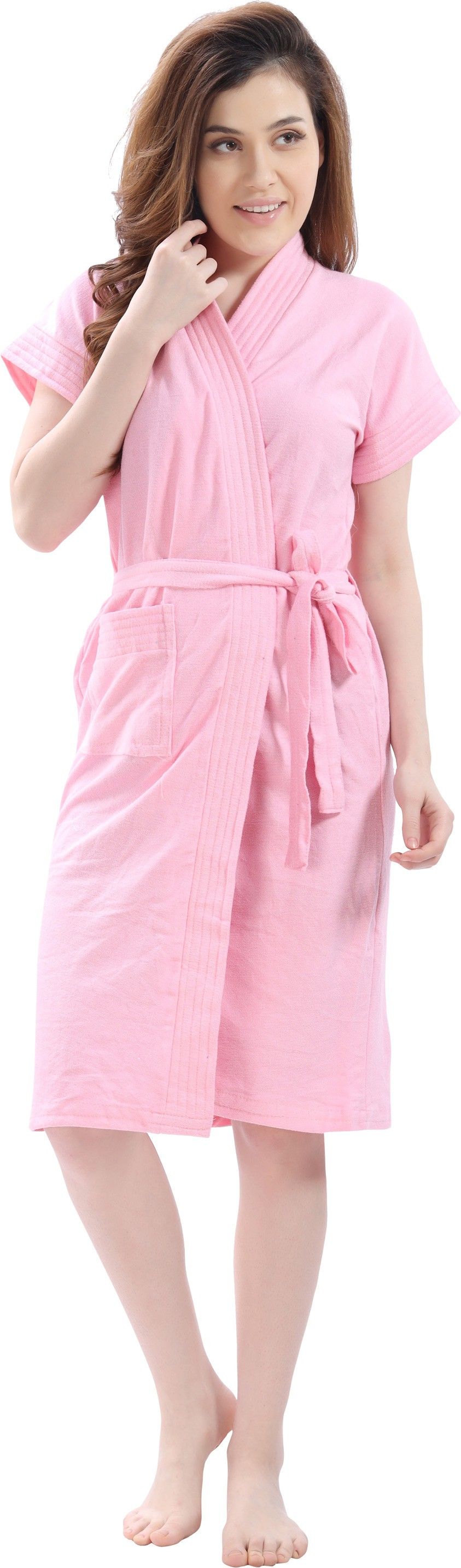 hotgown Plain Pink Large Bath Robe-picture-14