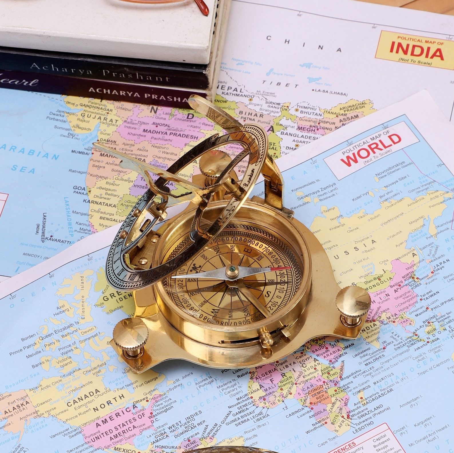 trendec Handicraft Nautical Antique Metal Brass Sundial Compass Compass-picture-42