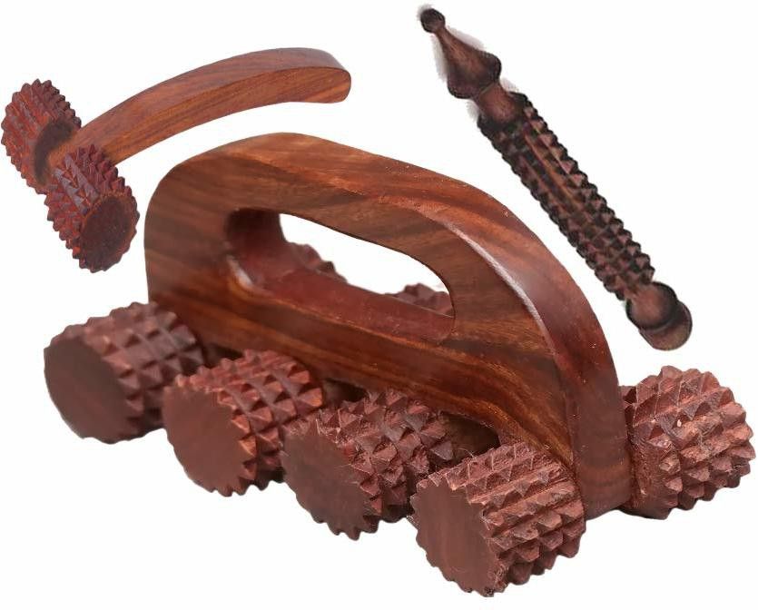 crafthub wooden acupressure back pain relief massager multi purpose body massager with 8 massage roller (6.5x3) In, wooden Jimmy massager (5x1) In, Neck massager (5x2.5) In (Only Massager Manufacturering)-picture-10