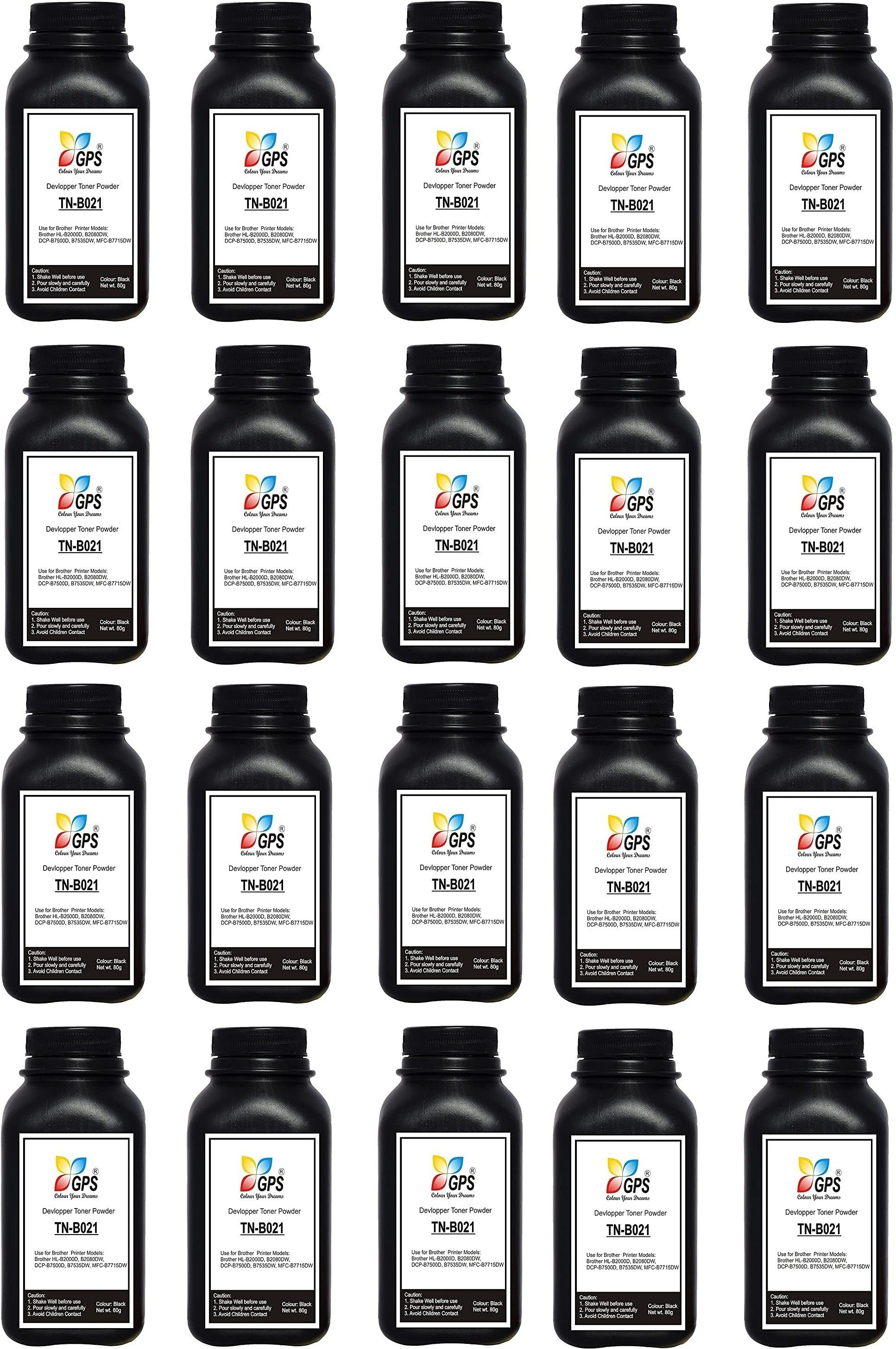 GPS Colour Your Dreams Gps B021 for TN-B021 Toner Powder Refill for Brother DCP-B7530DN / DCP - B7500D / HL-B2050DN / HL-B2000D / MFC - B7720DN / MFC-B7700D / HL-B2080DW / DCP-B7520DW / MFC-B7715DW Bottel Pack Of 20 With Nozzle 80gm Each. Black Ink Toner-image-30