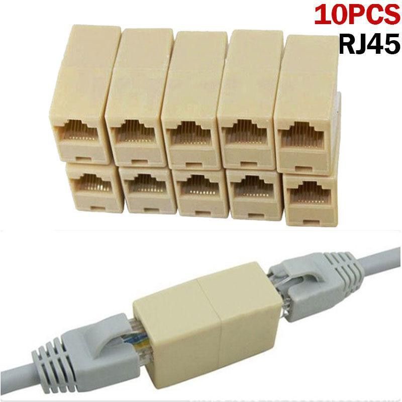 99Gems (PACK OF 10) RJ45 CAT5E CAT6 Couple Plug Network Ethernet LAN Cable Jointer Connector Adapter for Computer Cables & Connectors Lan Adapter Lan Adapter-image-9