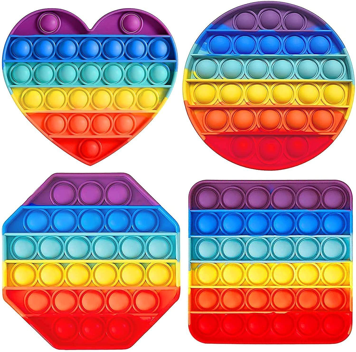 Pop Up Toy Fidget Toy Push Bubble Sensory Silicon Stress Relief Kids Square Game Educational Toy Hand Stress Boy Girl Kids Toy New Set Popit Rainbow Poppers Fidget Toy (4 in 1 Combo)-image-16