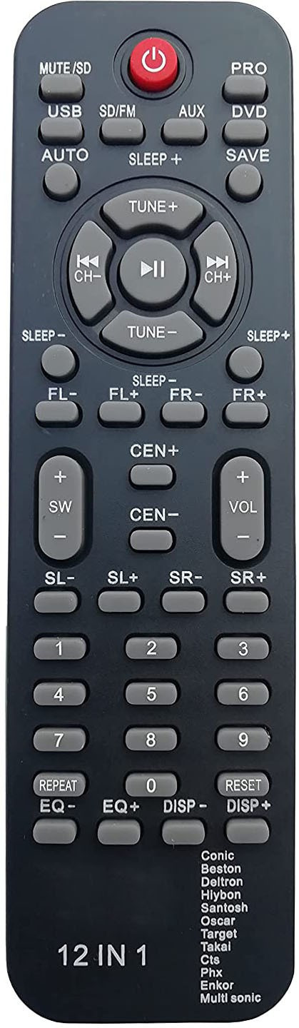 LipiWorld 12 in 1 True ONE Home Theater System Remote Control Compatible for 5.1 Zebro-nics Home Theater Zebronics Remote Controller image 1