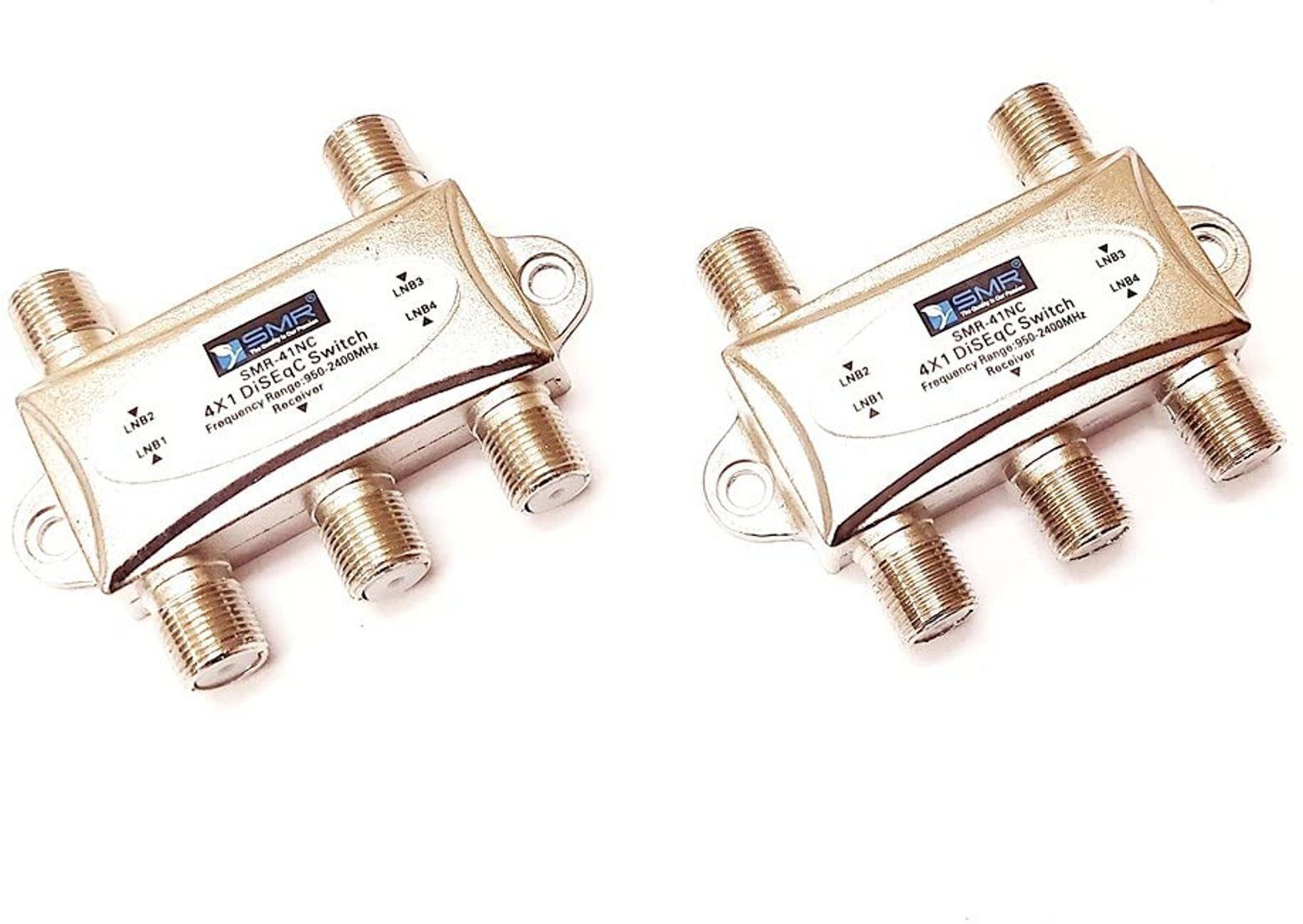 ERHIndia (Pack of 2) DiSEqC Switch 4 in 1 Out Used with Satellite LNB 4 Way LNB Splitter 4 X 1 DiSEqC Switch 4 Way Indoor Satellite Splitter (Frequency Range : 950-2400 MHz) 2 inch Blu-ray Player
