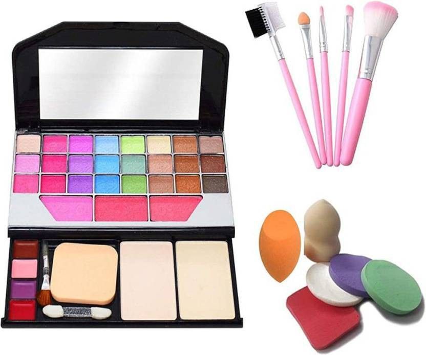 tya 6155 Makeup Kit + 5 Piece Pink Makeup Brush + 6 Piece Makeup Sponges Set-picture-22