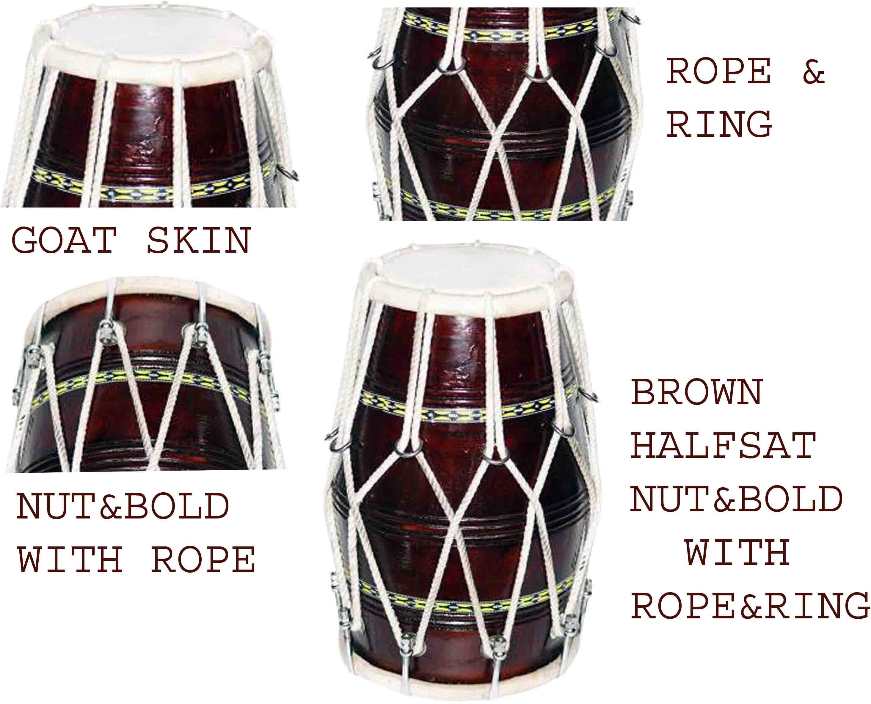 gt manufacturers HALF SATE TAP Rope & Rings Dholak-picture-24