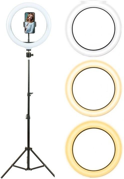 Webilla 10" Ring Light with Tripod Stand - Phone Holders, 3 Lighting, Selfie Circle LED Lights Ringlight for Video Recording, Makeup Ring Flash
