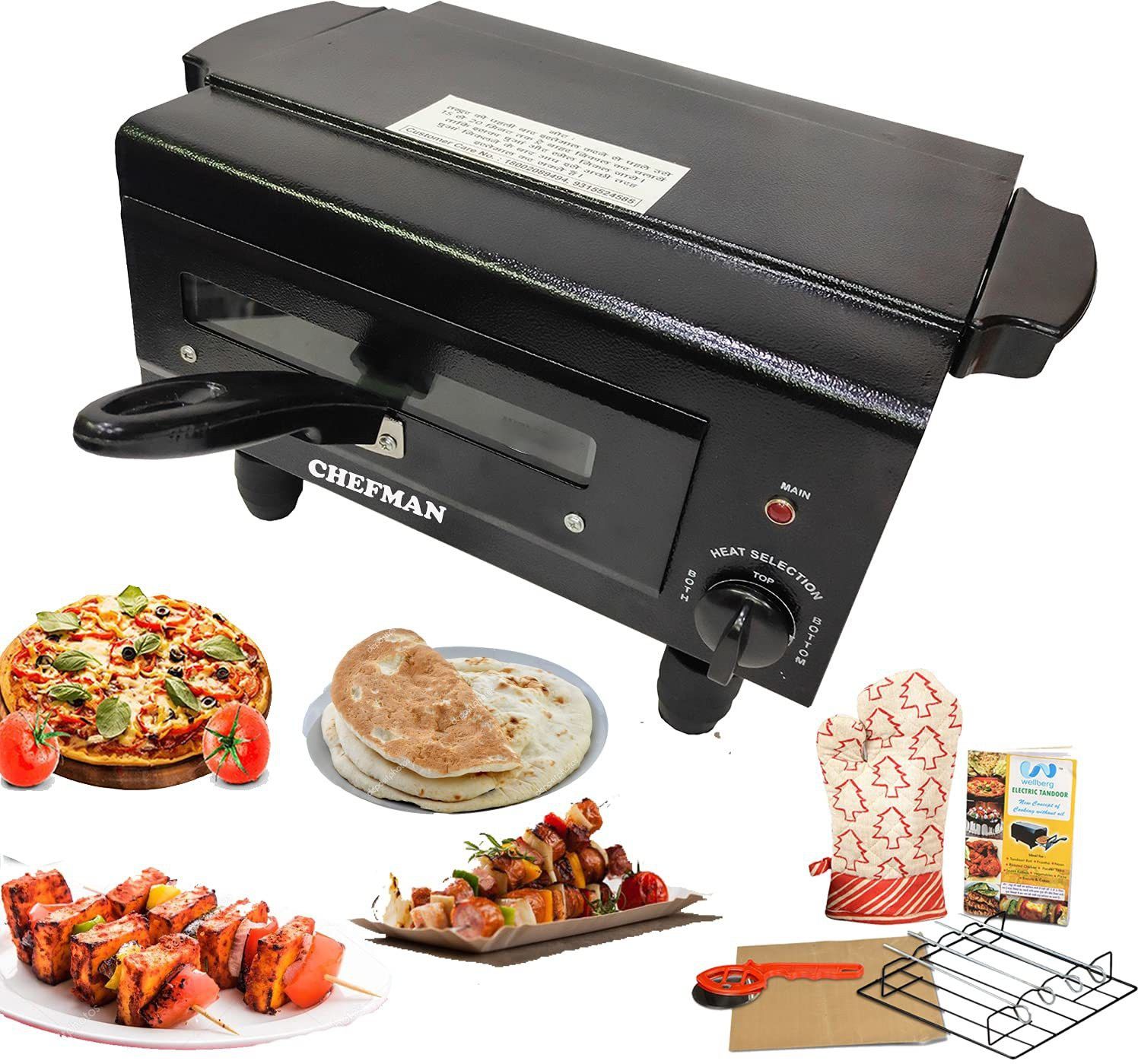 chefman Electric timer Tandoor With All Accessories , Heating Element 2000Watt with 2 Year warranty , SIZE 16 INCHES Color Classy BLACK Electric Tandoor-picture-27