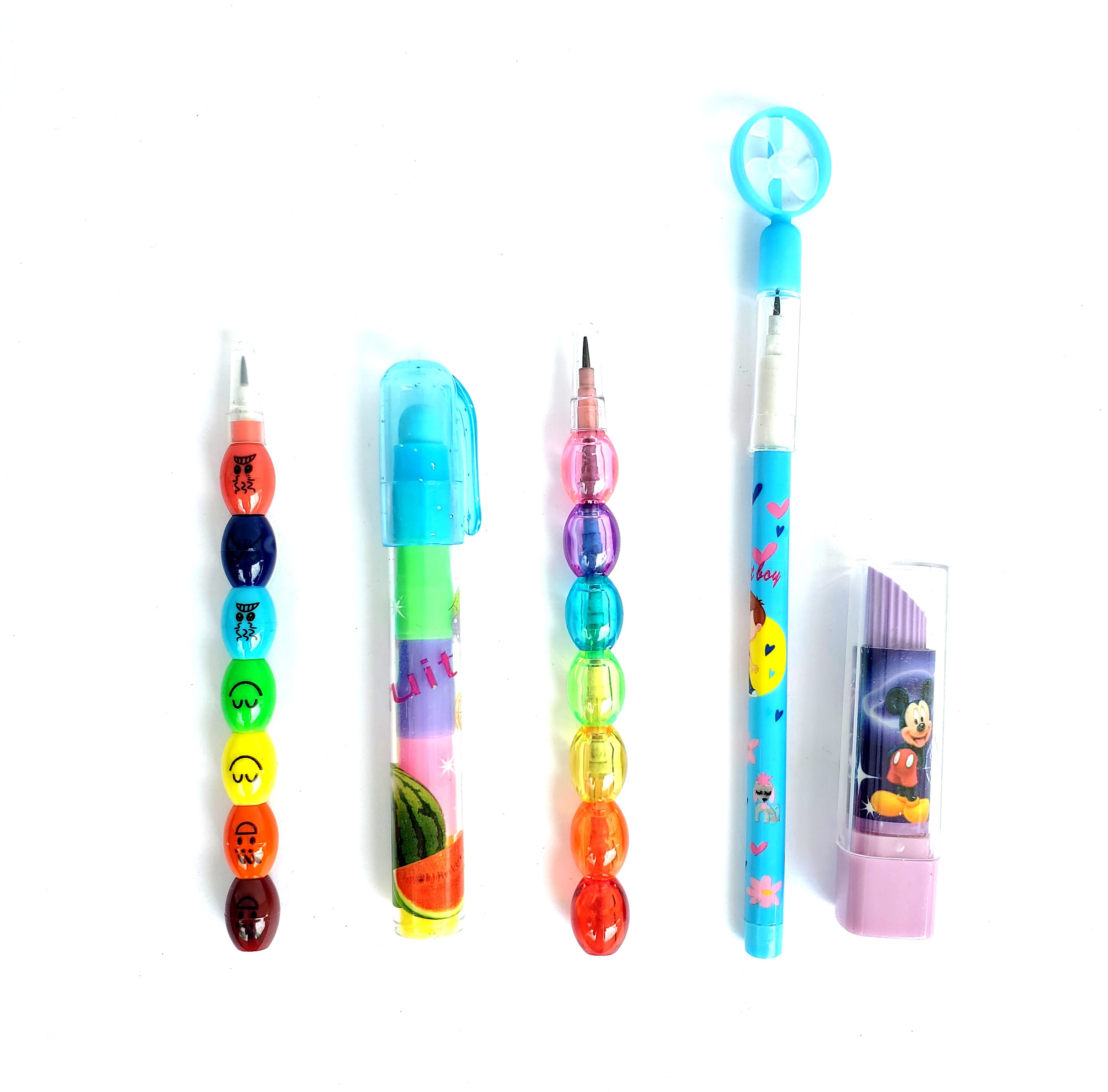 shoptalk Set of 5 Stack Pencil And Erraser Multicolour combo Pencil image 1
