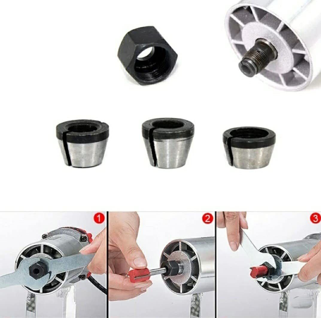 4 Pcs Trimmer Collet & Nut Set (1/4" 6.35mm 8mm & 6mm) 3 Collets and One Trimmer Nut. Rotary Bit Set-image-11