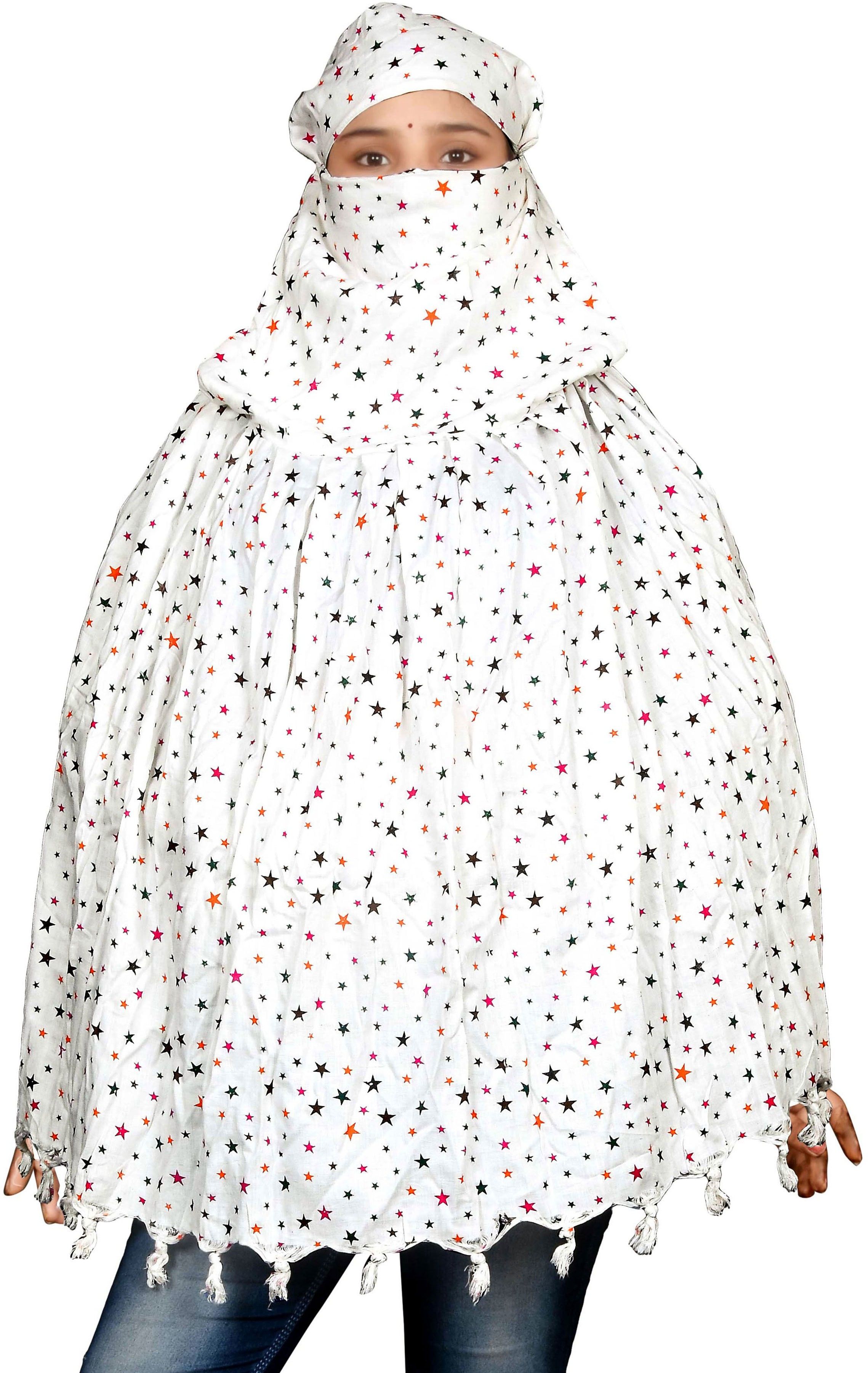 Printed Cotton Blend Women White Fancy Scarf-image-11