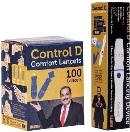 Control D Comfort Lancing Device with Glucometer Blood Sugar Testing 100 Lancets Glucometer Lancets-picture-20