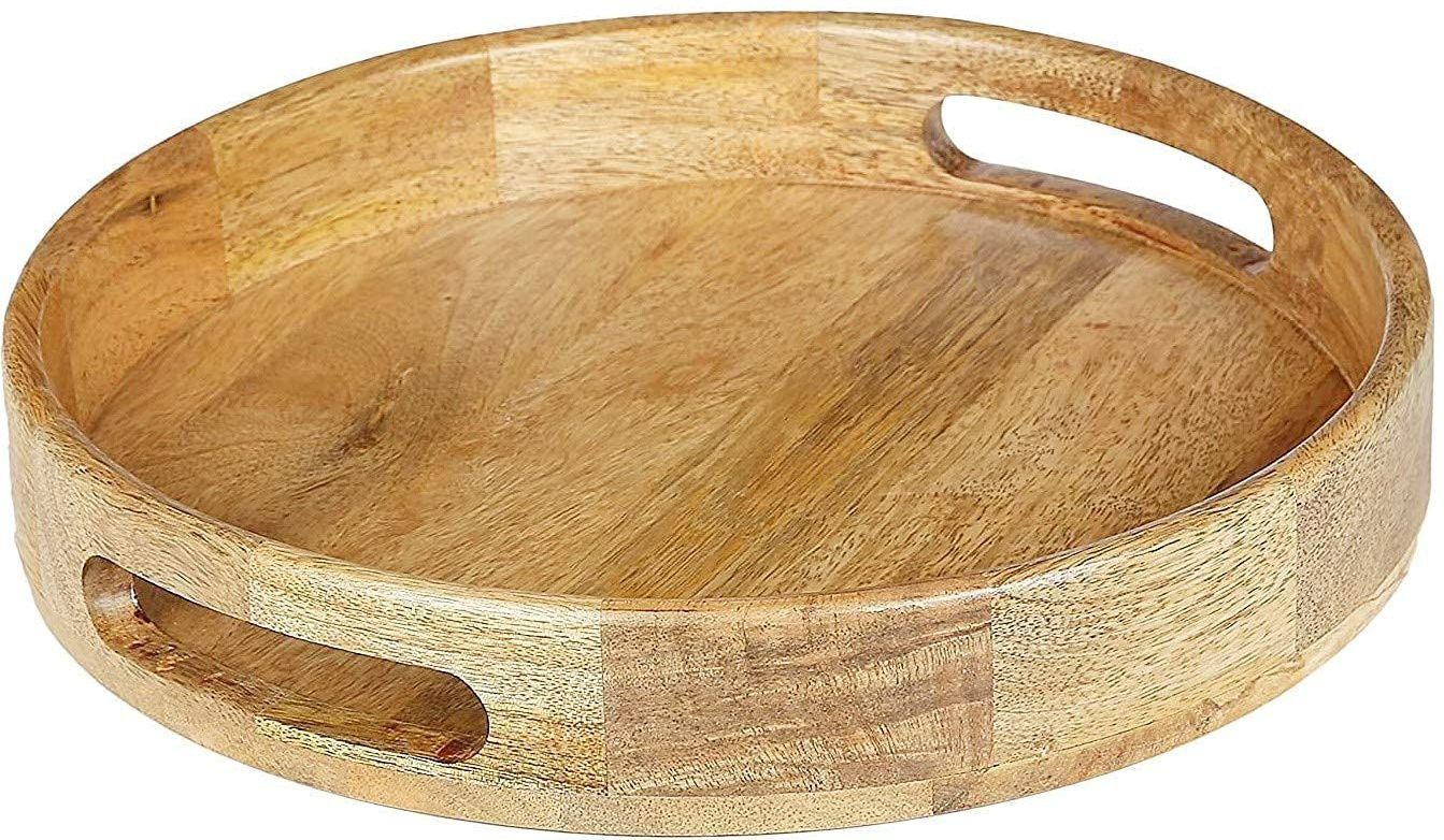 Wooden Round Tray | Multipurpose Tray | Serving Tray | Serving Platter | snack tray | Drinks tray Tray-image-2