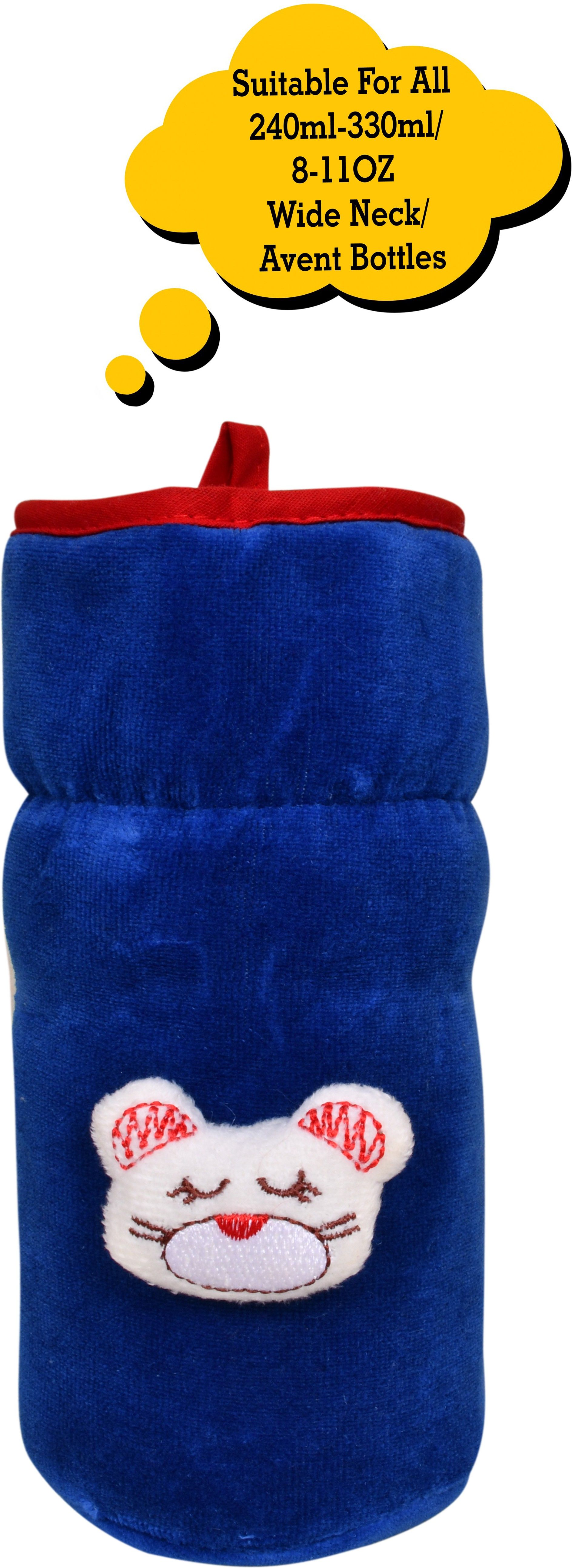 Bottle Cover for Philips Avent/Wide Neck Feeders Soft Plush Stretchable Baby Feeding Bottle Cover with Easy to Hold Strap (Royal Blue, Wide Neck 240-330ml/8-11OZ)