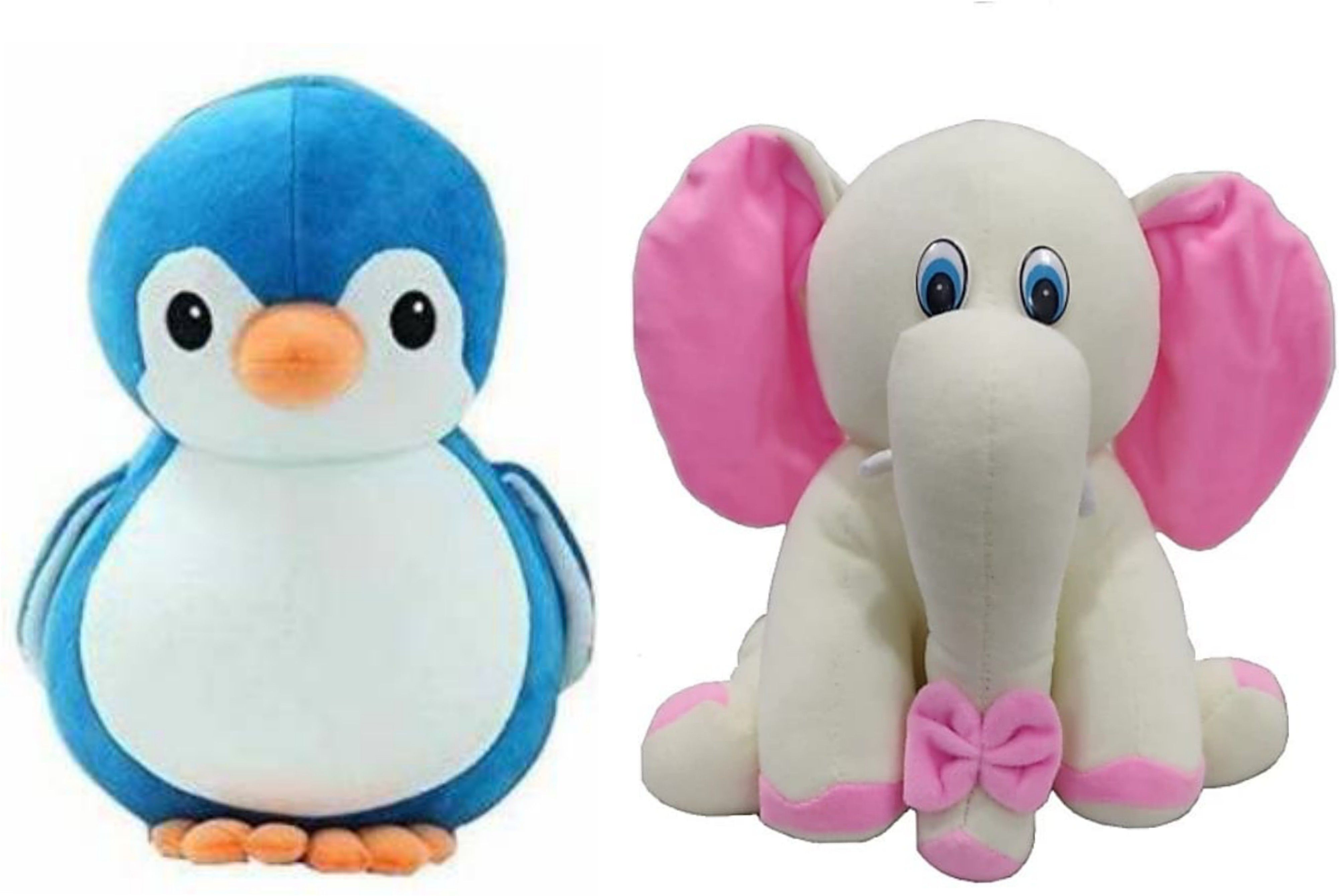 eguds High quality cute & attractive blue penguin and beigesitting elephant (combo) for kids, gift/birthday & decoration - 25 cm-picture-12